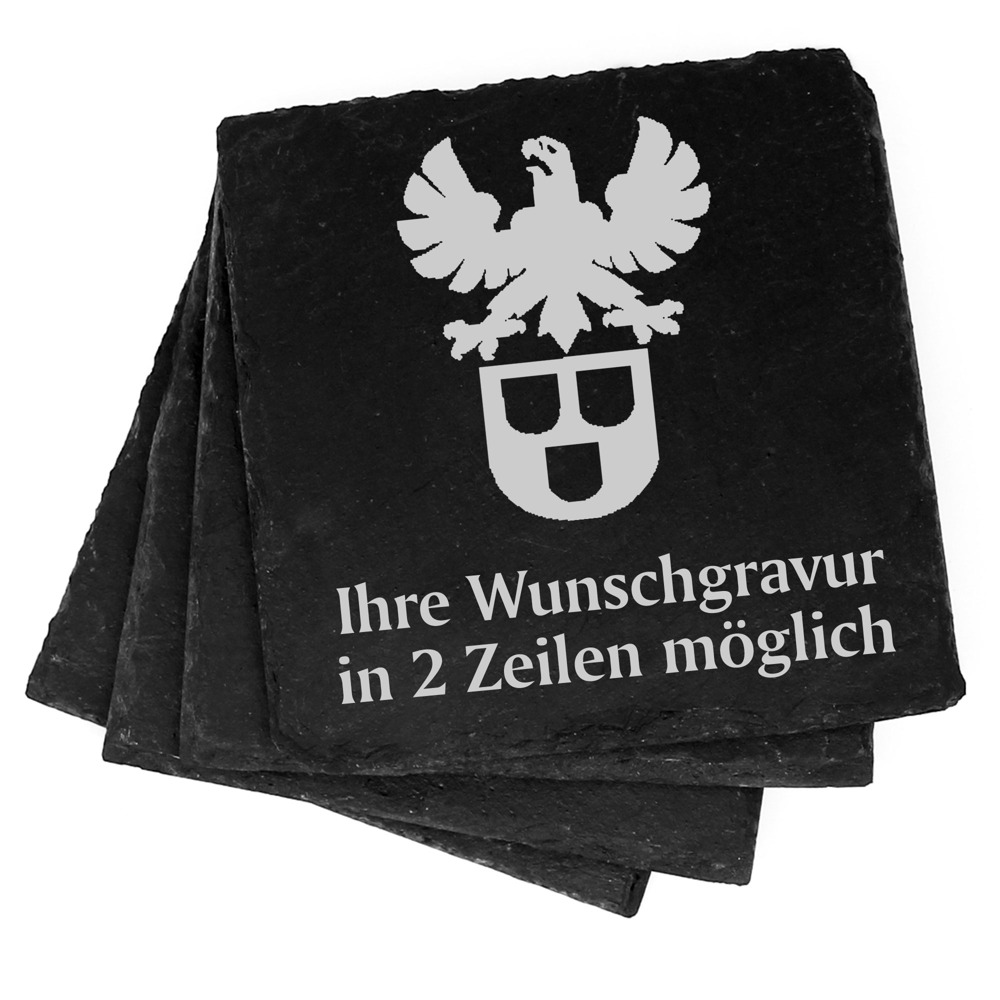 4x Maler Deko Schiefer Untersetzer Wunschgravur Set - 11 x 11 cm