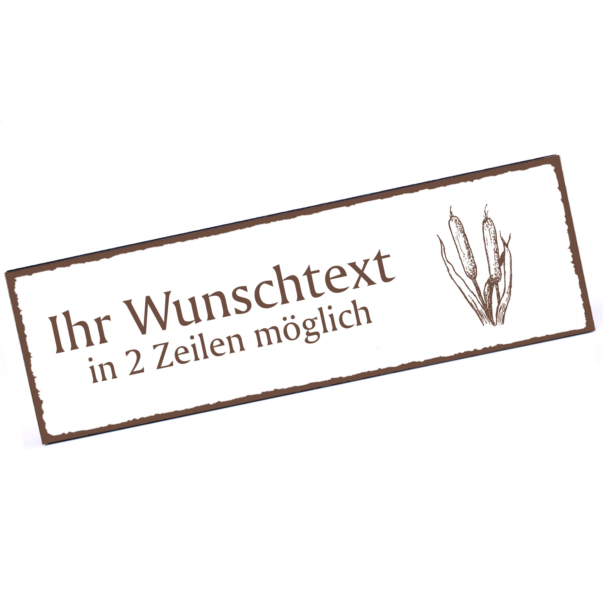 Türschild Schilf  Namensschild personalisiert mit Gravur - 150mm x 50mm - selbstklebend