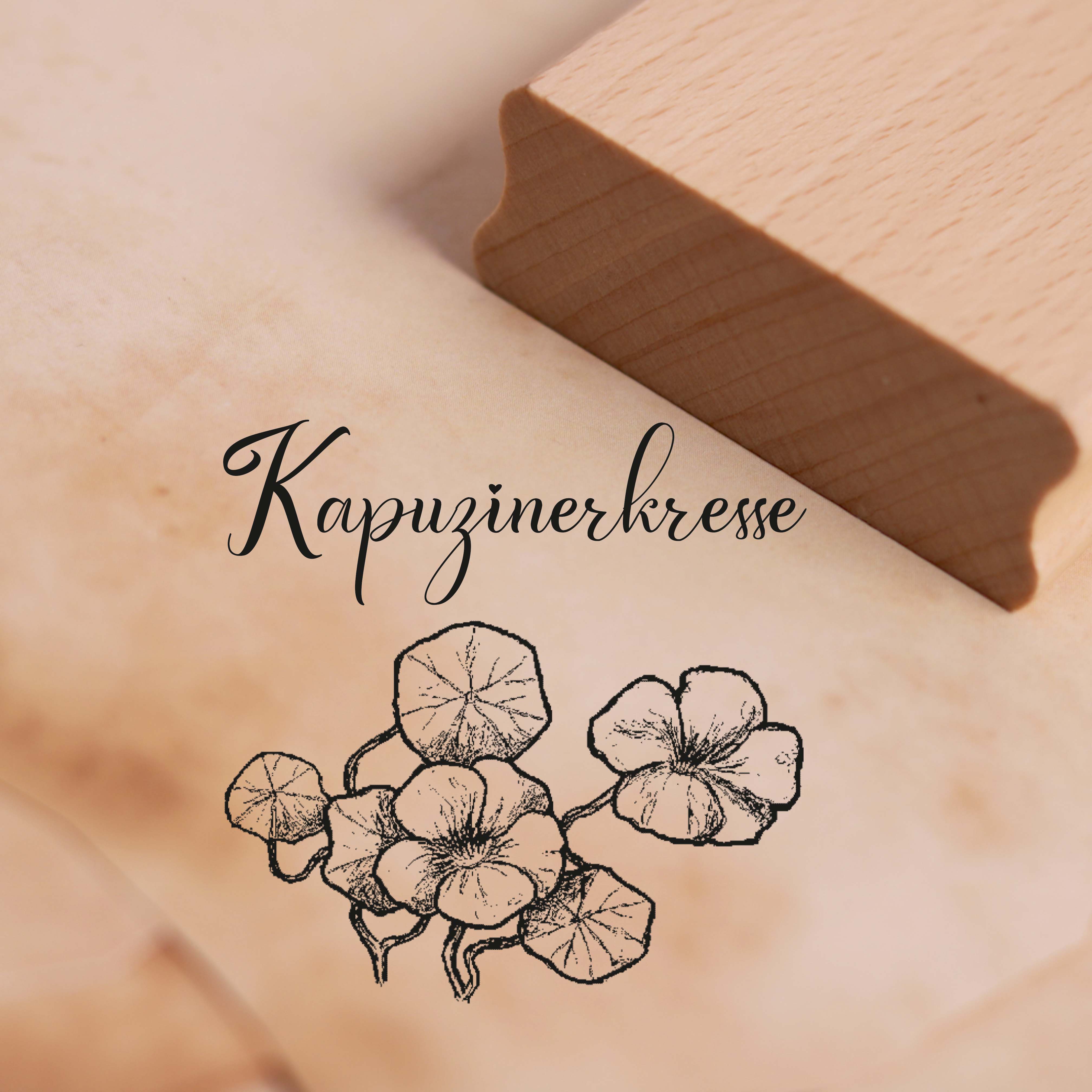 Motivstempel Kapuzinerkresse - Kräuter Küchenkräuter Stempel Holzstempel 48 x 48 mm