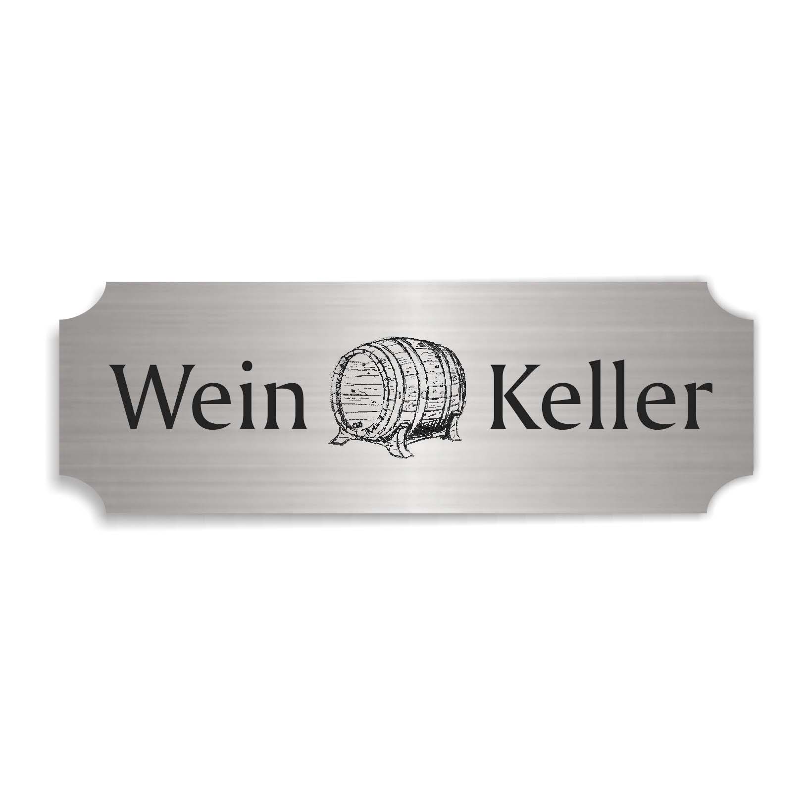 Schild « WEINKELLER » selbstklebend - Aluminium Look - silber