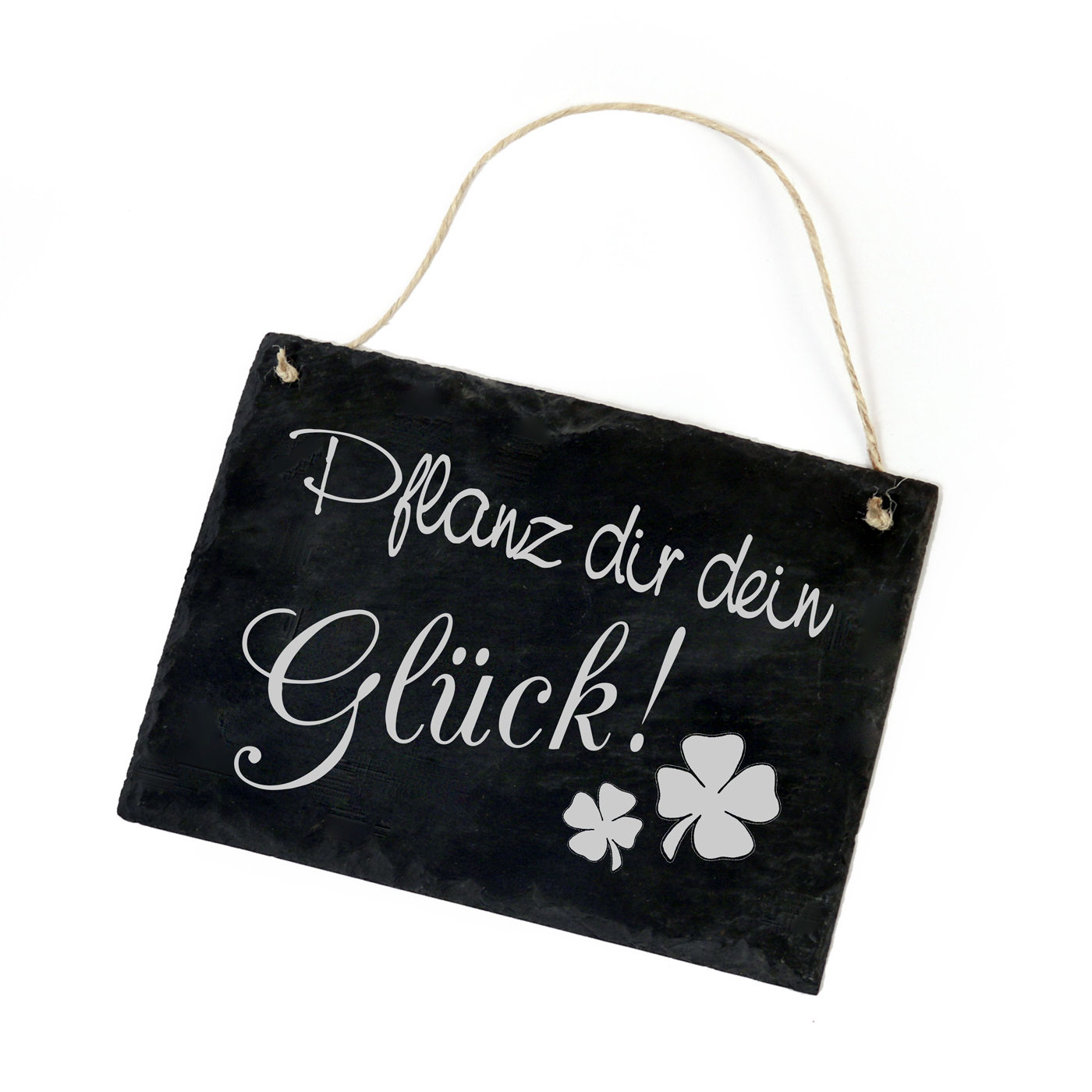 Schiefertafel « PFLANZ DIR DEIN GLÜCK » Schild Kleeblätter - 22x16