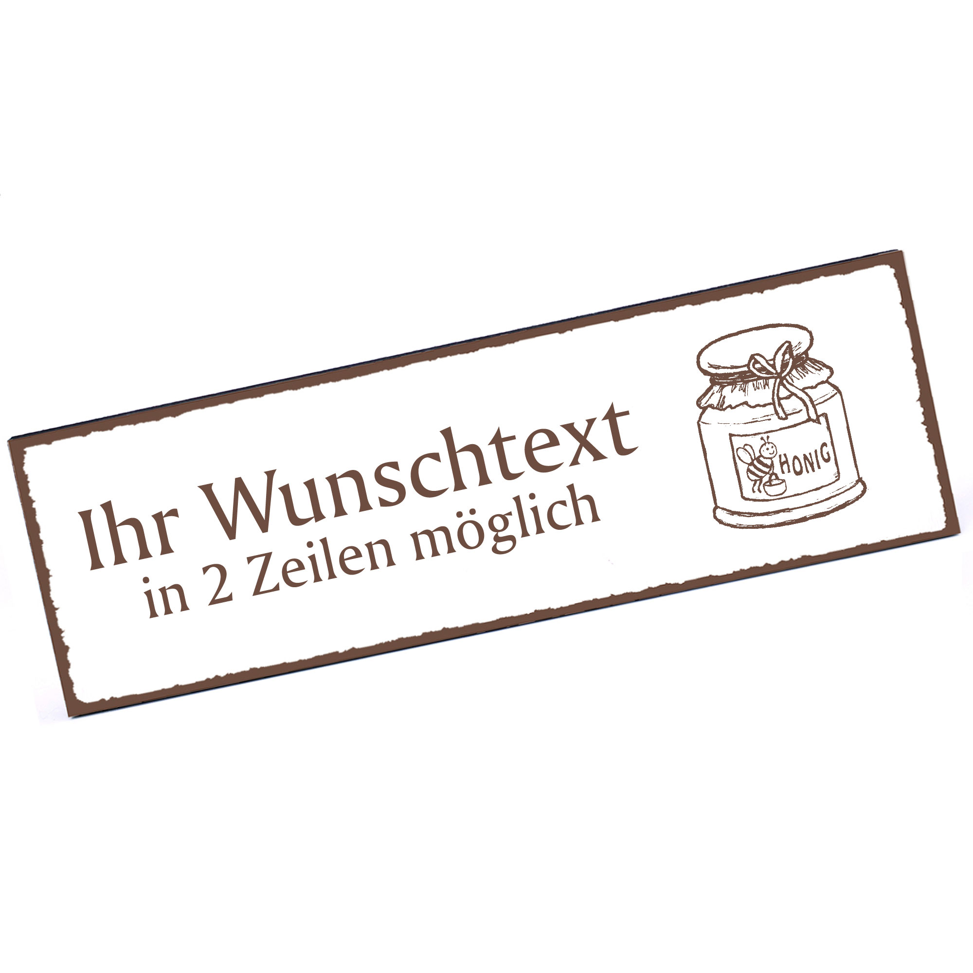 Türschild Honigglas  Namensschild personalisiert mit Gravur - 150mm x 50mm - selbstklebend