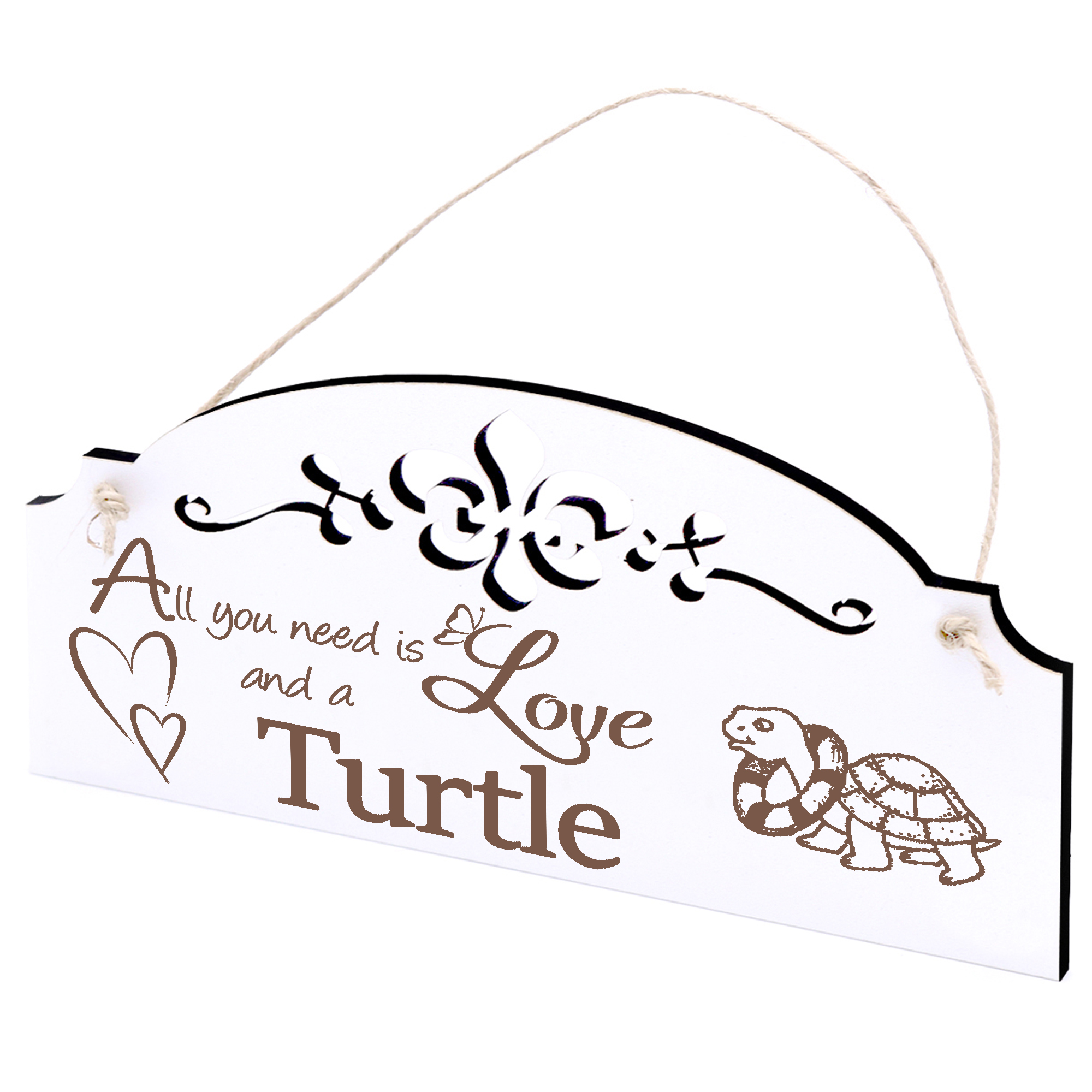 Schild Schildkröte mit Schwimmreifen Deko 20x10cm - All you need is Love and a Turtle - Holz
