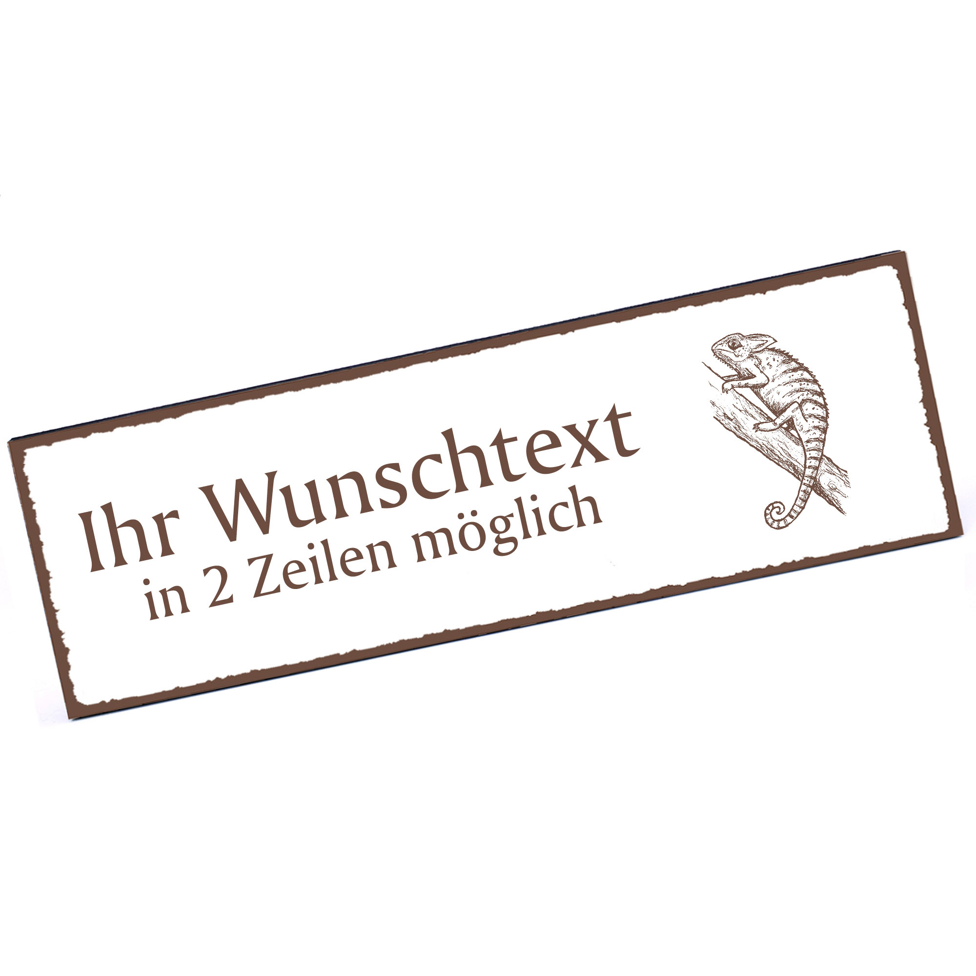 Türschild Chamäleon  Namensschild personalisiert mit Gravur - 150mm x 50mm - selbstklebend