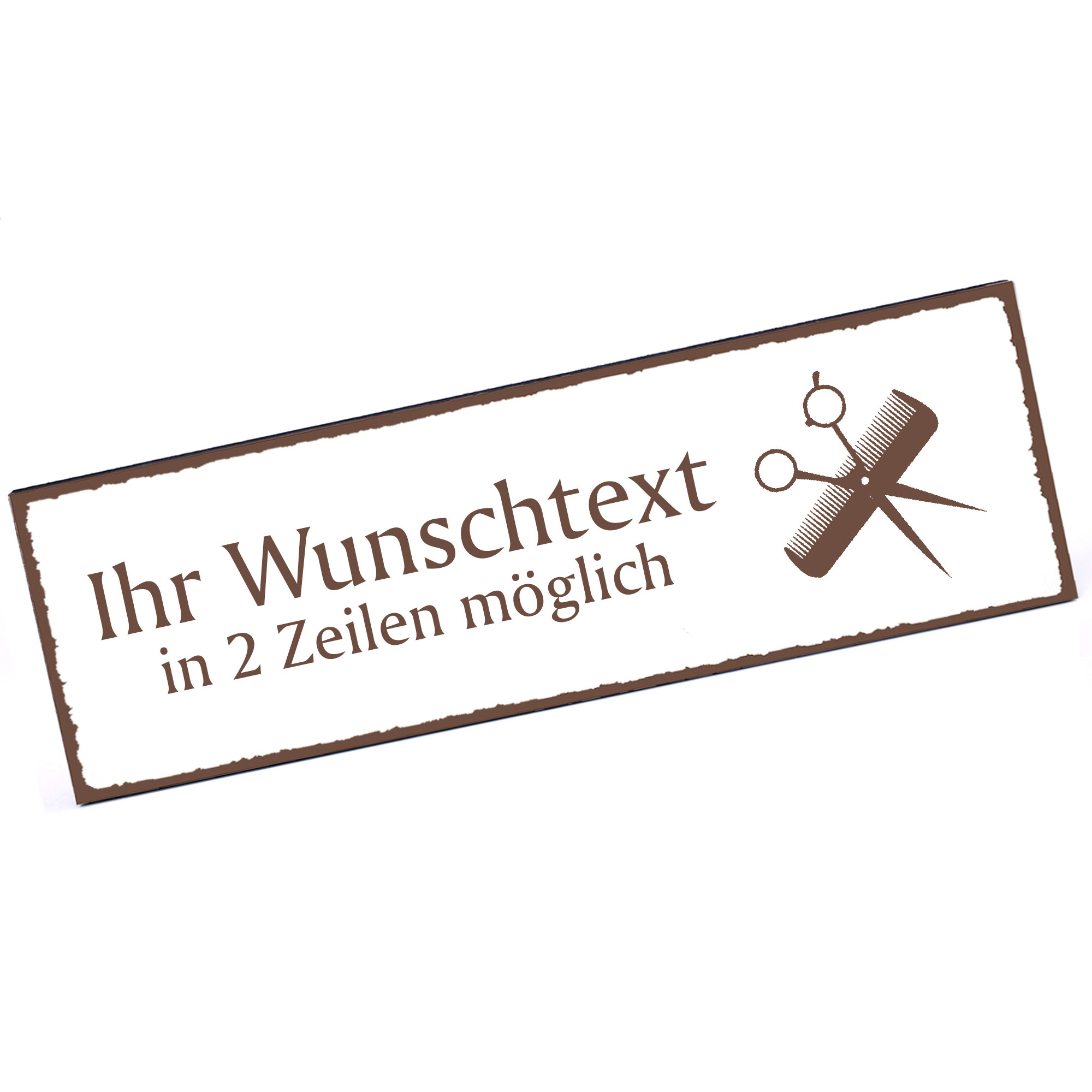 Türschild Friseur Schere und Kamm  Namensschild personalisiert mit Gravur - 150mm x 50mm - selbstkle