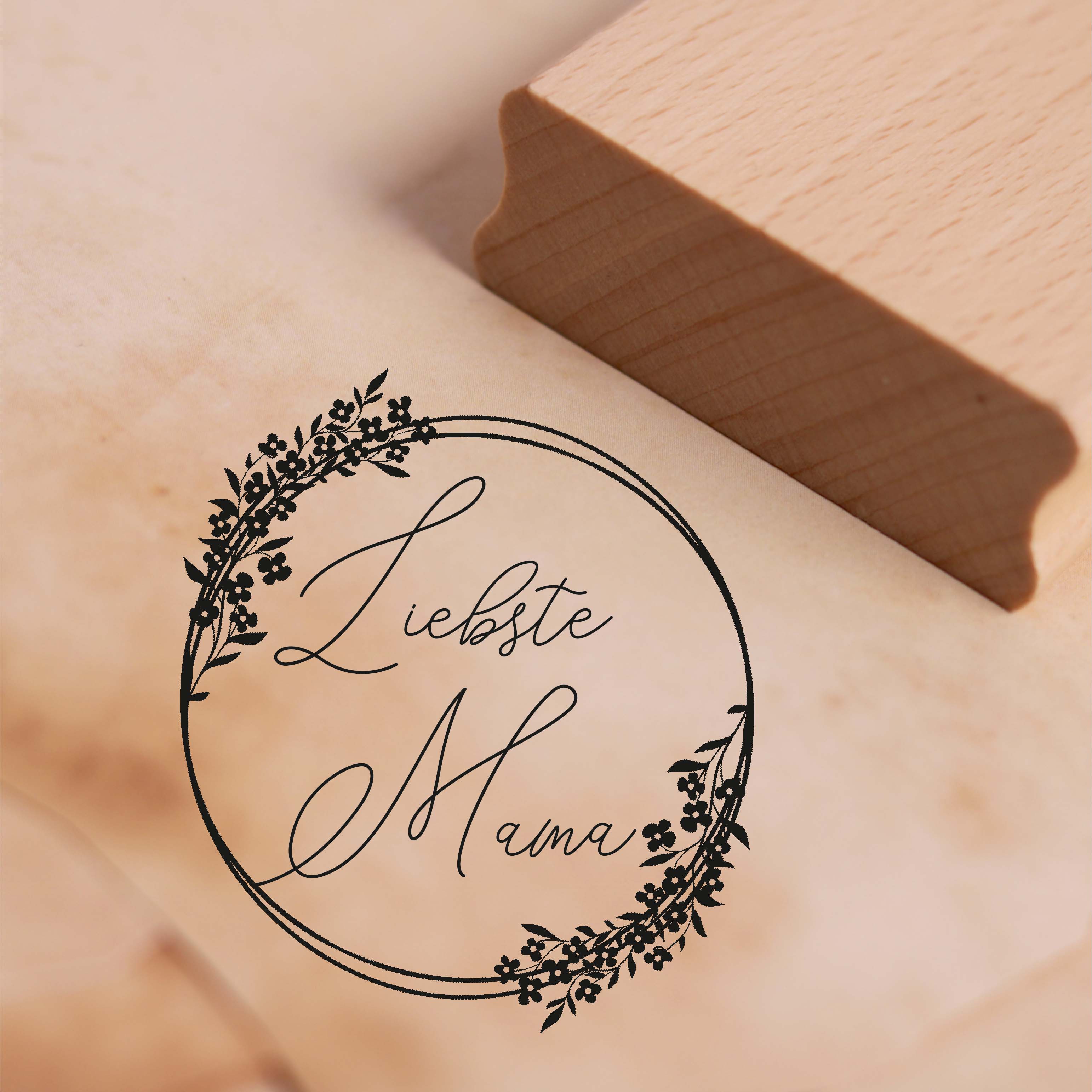 Motivstempel Liebste Mama - Kranz Blumen Stempel 42 x 48 mm