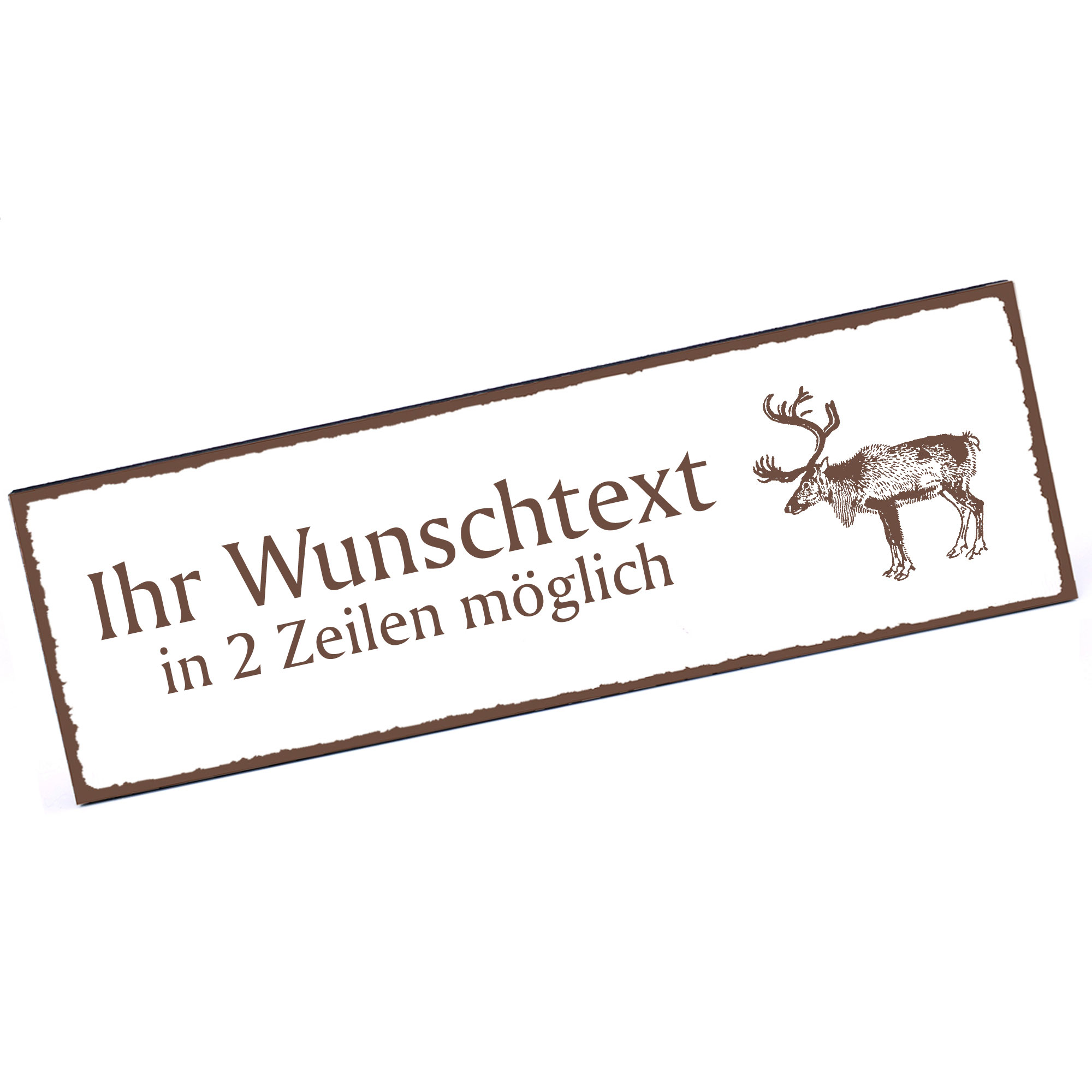 Türschild Rentier  Namensschild personalisiert mit Gravur - 150mm x 50mm - selbstklebend