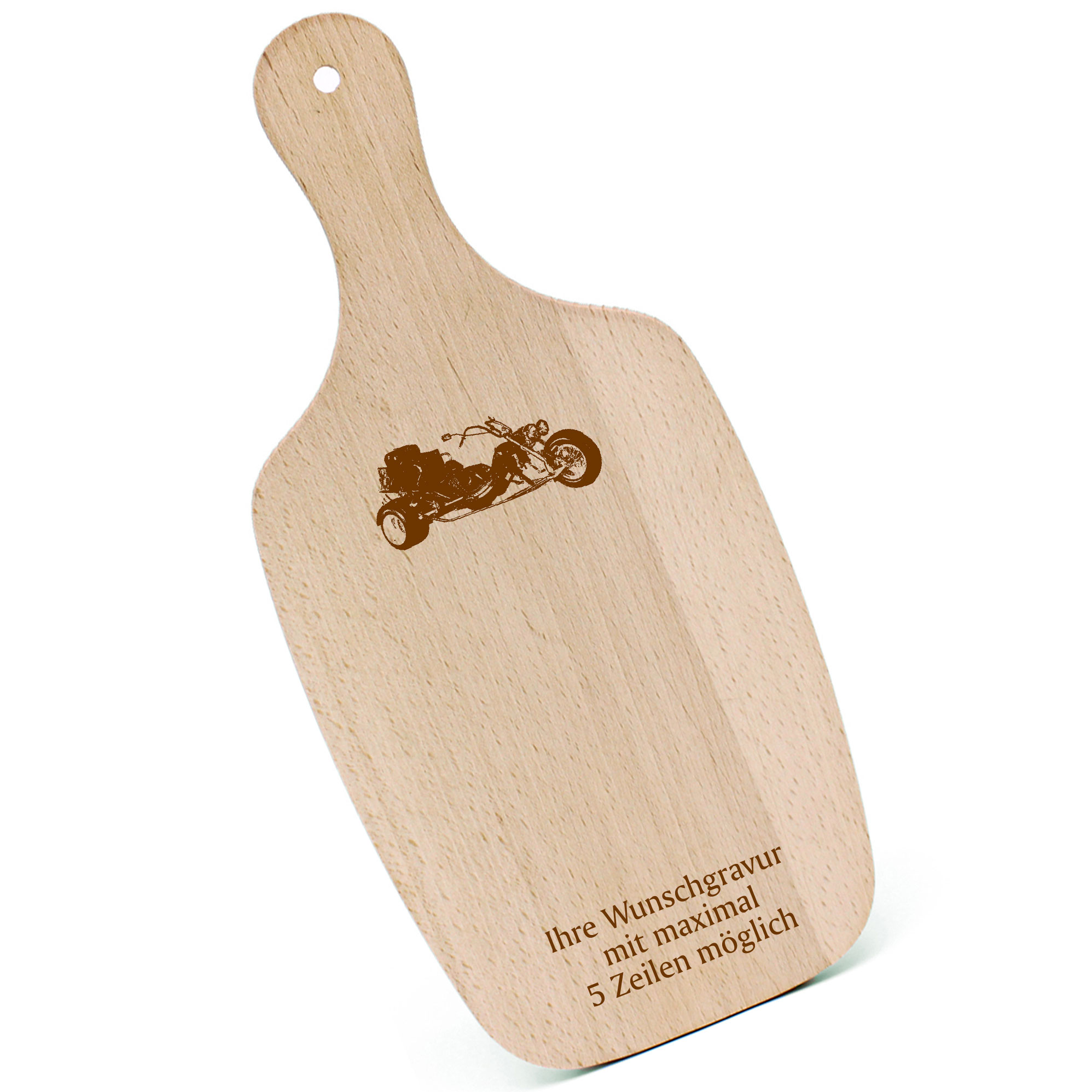 Schneidebrett Frühstücksbrettchen - Trike - mit Griff 330x150mm