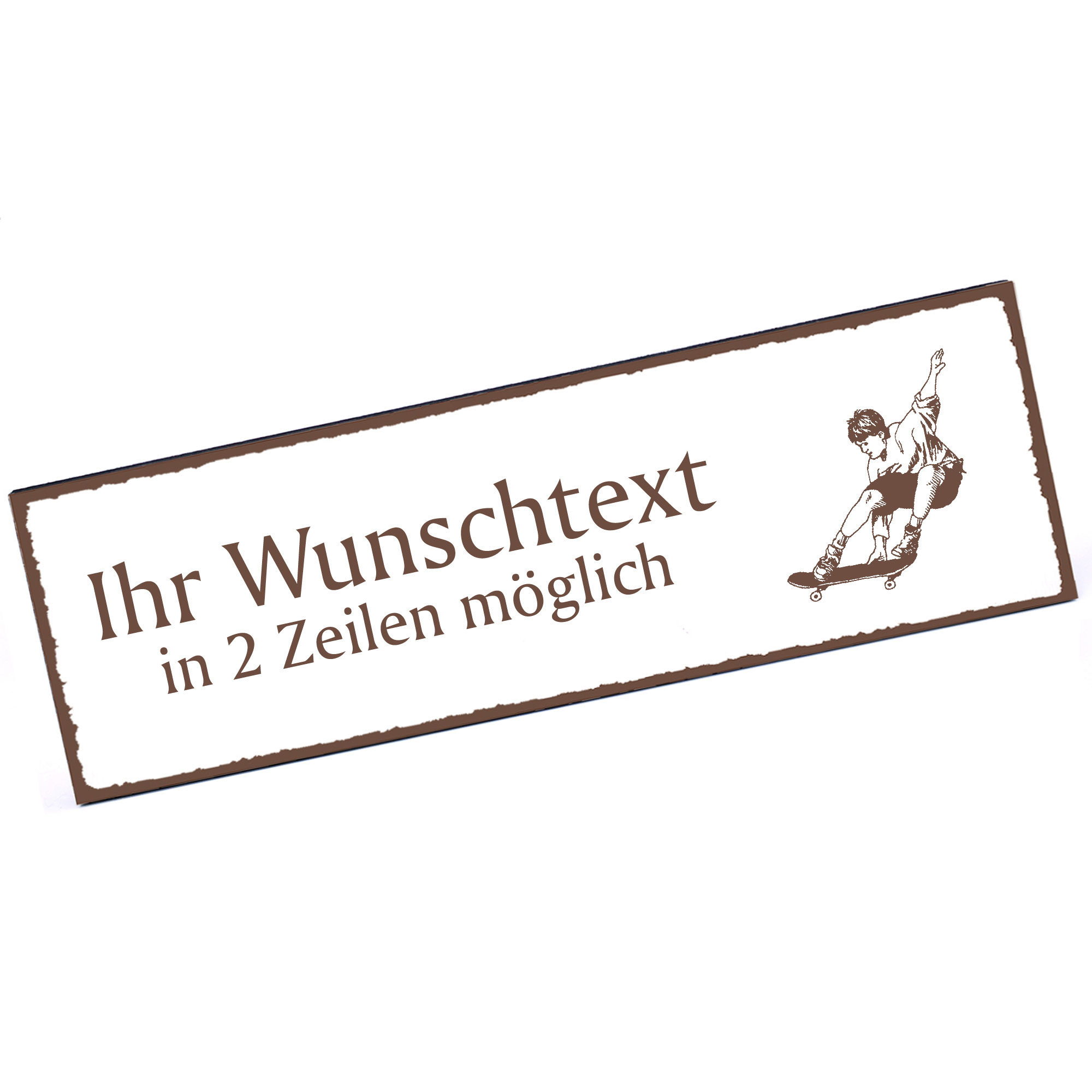 Türschild Skater  Namensschild personalisiert mit Gravur - 150mm x 50mm - selbstklebend