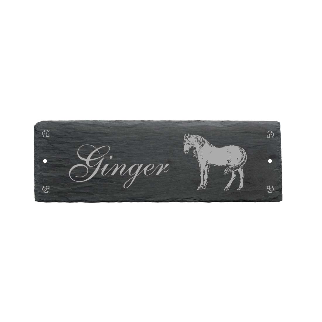 Pferdebox Schild « LIPIZZANER + NAME » ca. 22 x 8 cm - aus Schiefer
