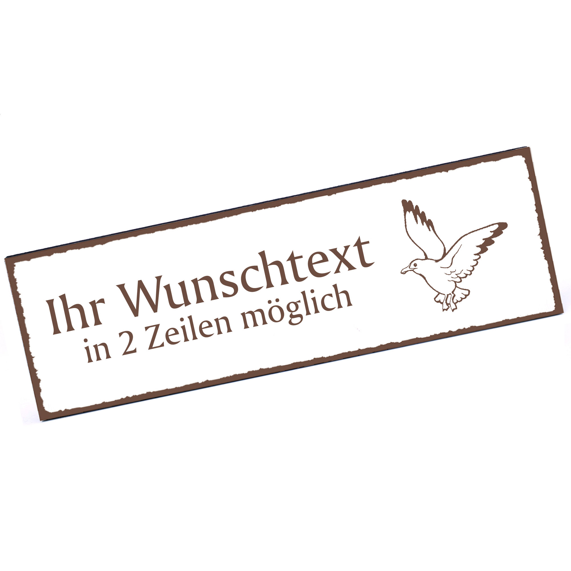 Türschild fliegende Möwe  Namensschild personalisiert mit Gravur - 150mm x 50mm - selbstklebend