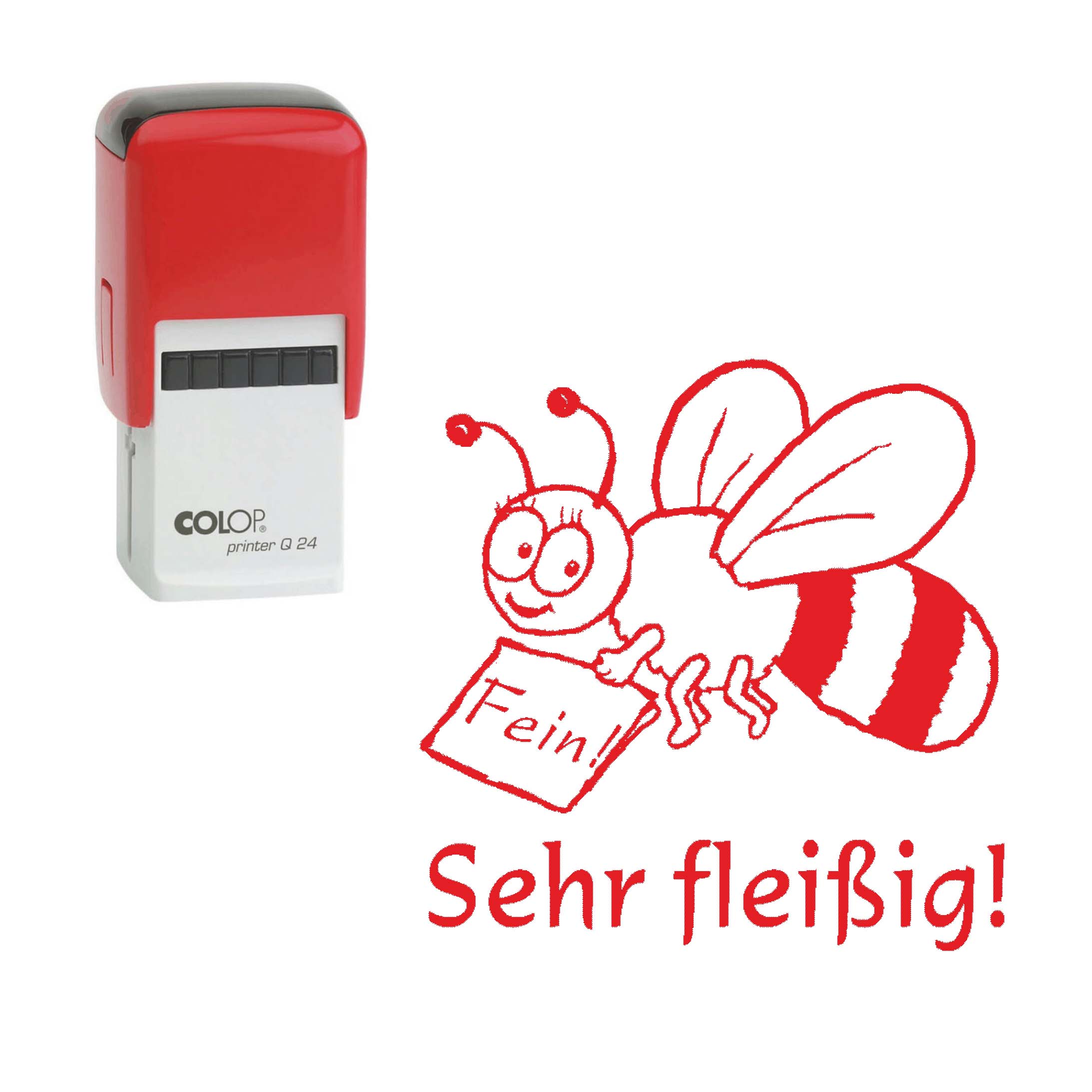 Lehrerstempel Fein - Sehr fleißig - Automatikstempel Kinder Motivstempel Bienchen 24 x 24 mm