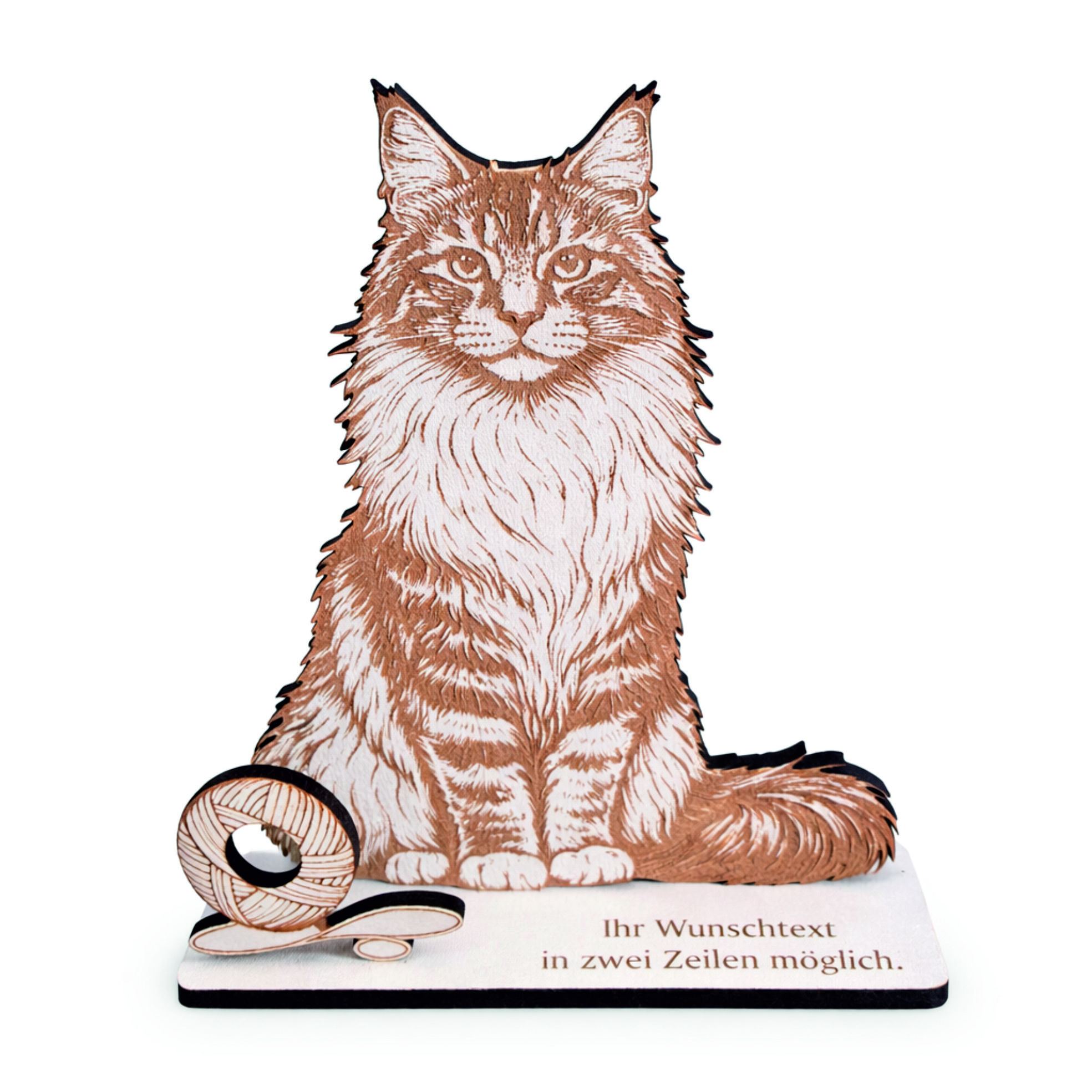 Geldgeschenk Maine-Coon-Katze - personalisiert mit Wunschtext - Schild für Geld Gutschein - 14 x 15 cm