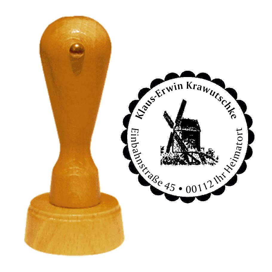 Adressenstempel « WINDMÜHLE 01 » mit persönlichem Wunschtext