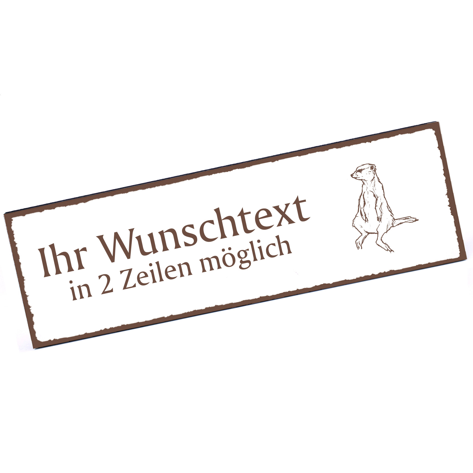 Türschild Erdmännchen  Namensschild personalisiert mit Gravur - 150mm x 50mm - selbstklebend