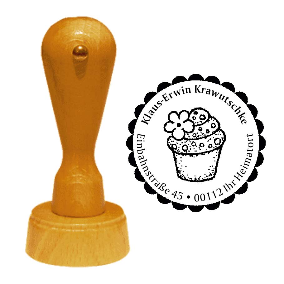 Adressenstempel « BÄCKER MUFFIN » mit persönlichem Wunschtext