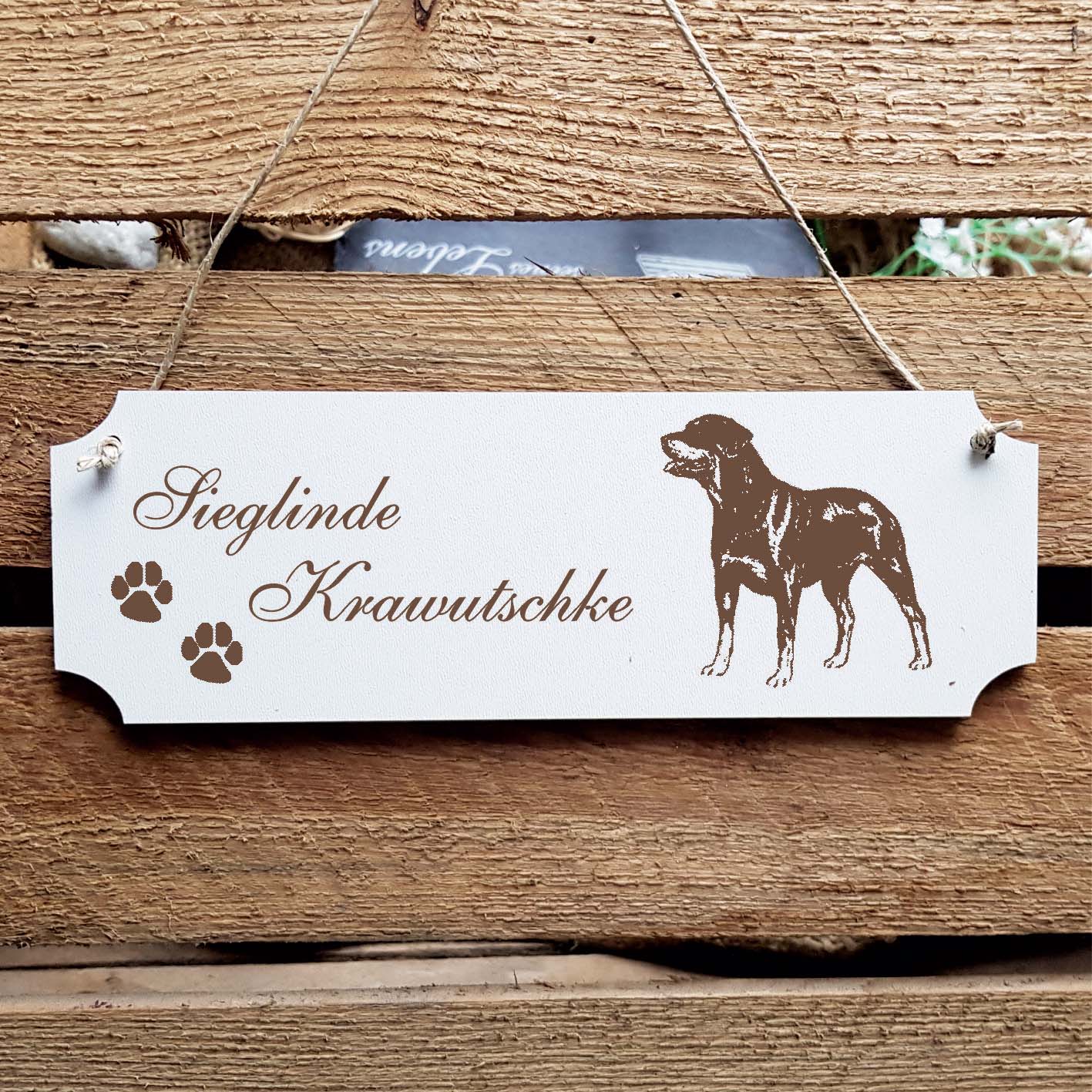 Schild « Rottweiler 01 » Namensschild Türschild zum Anhängen - 20 x 6,7 cm