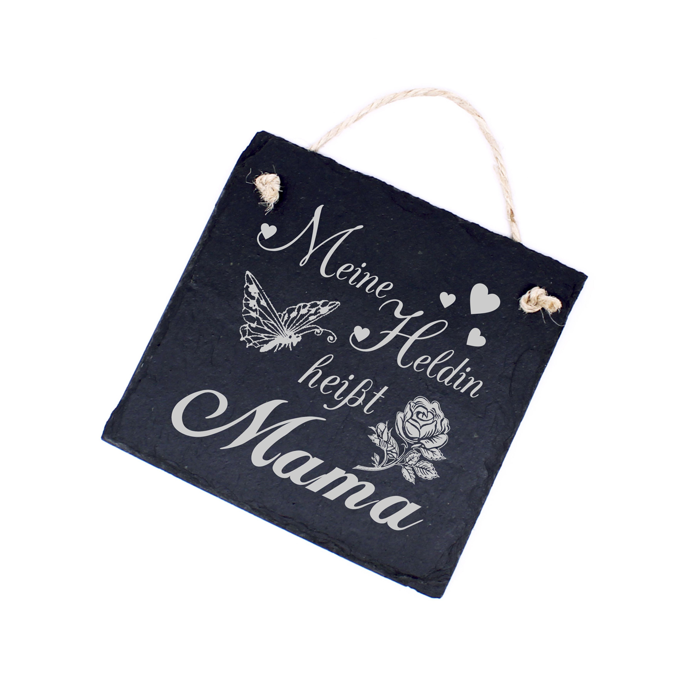 Mama Schild aus Schiefer - meine Mama Heldin heißt Mama - 11x11cm