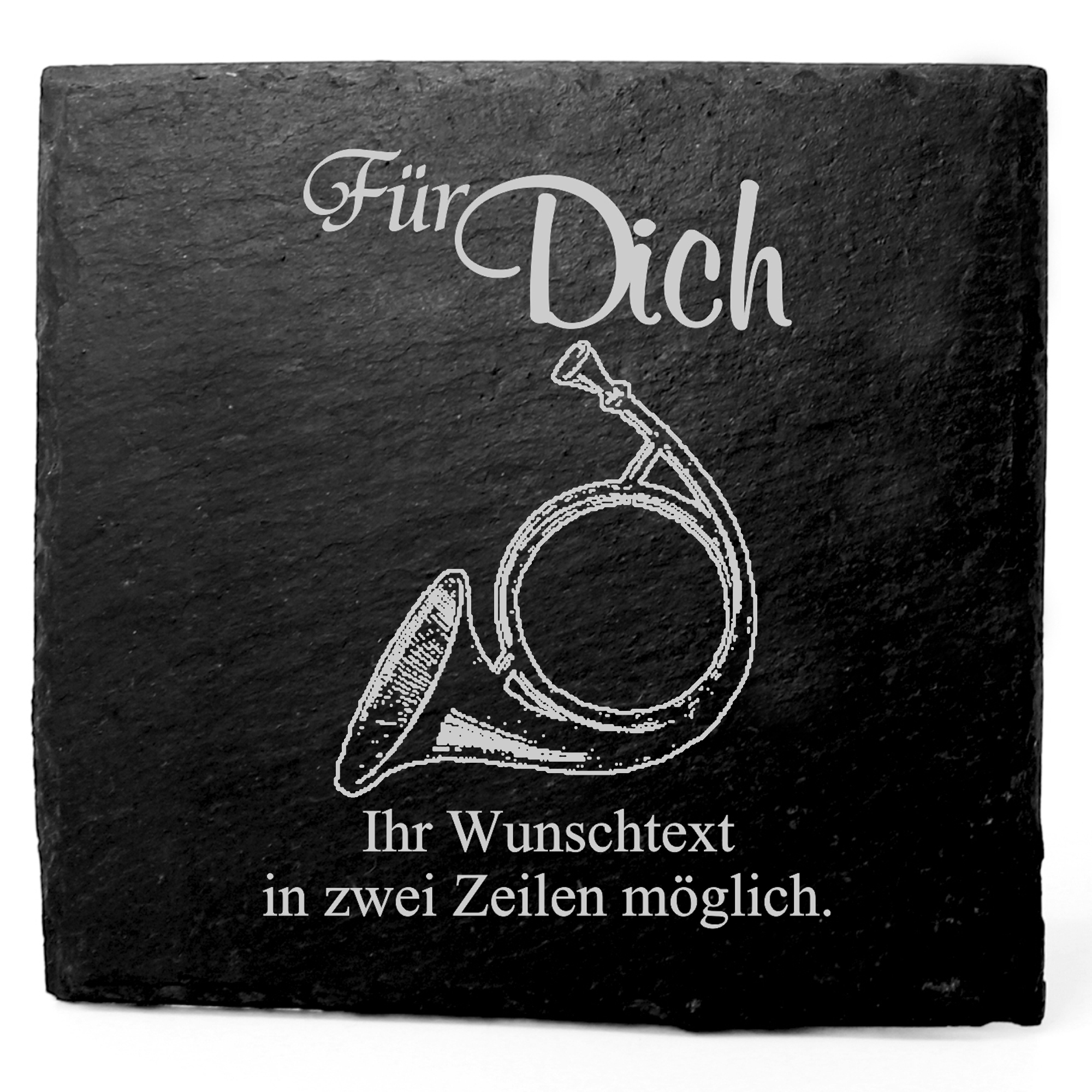Deko Schiefer Untersetzer personalisiert Horn - Für Dich - 11x11cm