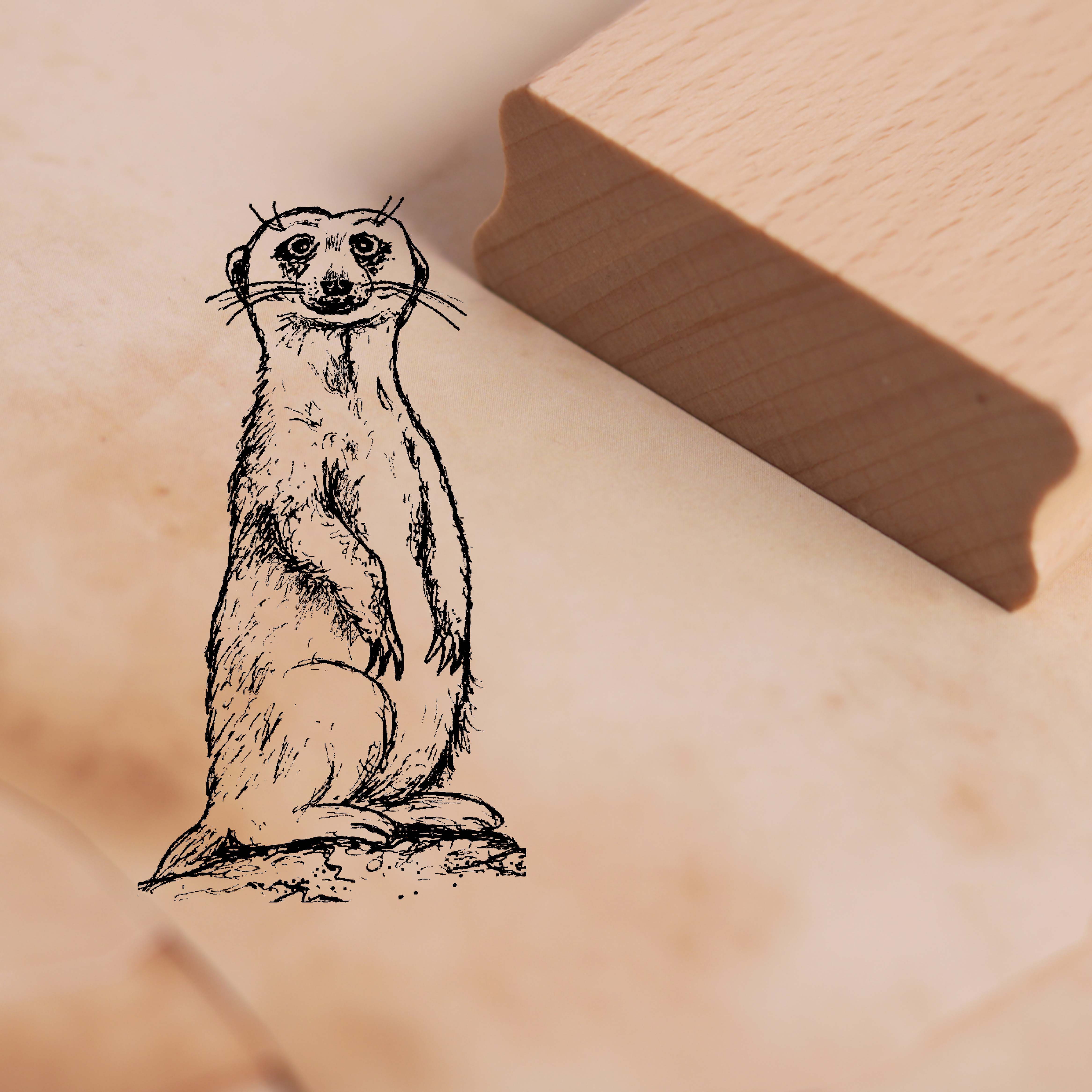 Motivstempel Süßes Erdmännchen stehend Stempel 37 x 68 mm