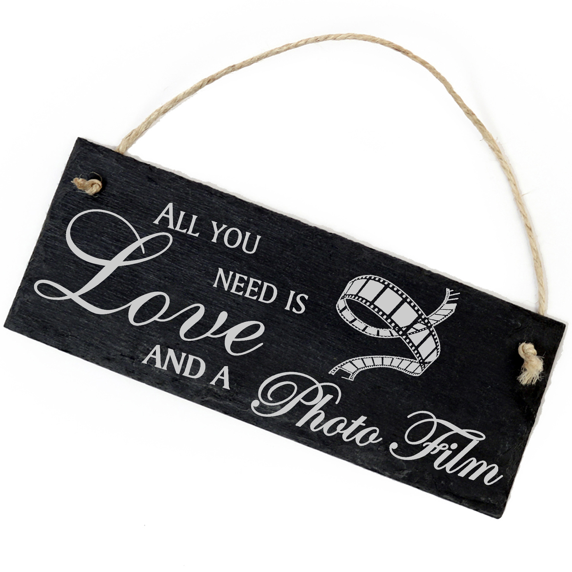 Schiefertafel Deko Fotofilm Schild 22 x 8 cm - All you need is Love and a Photo Film
