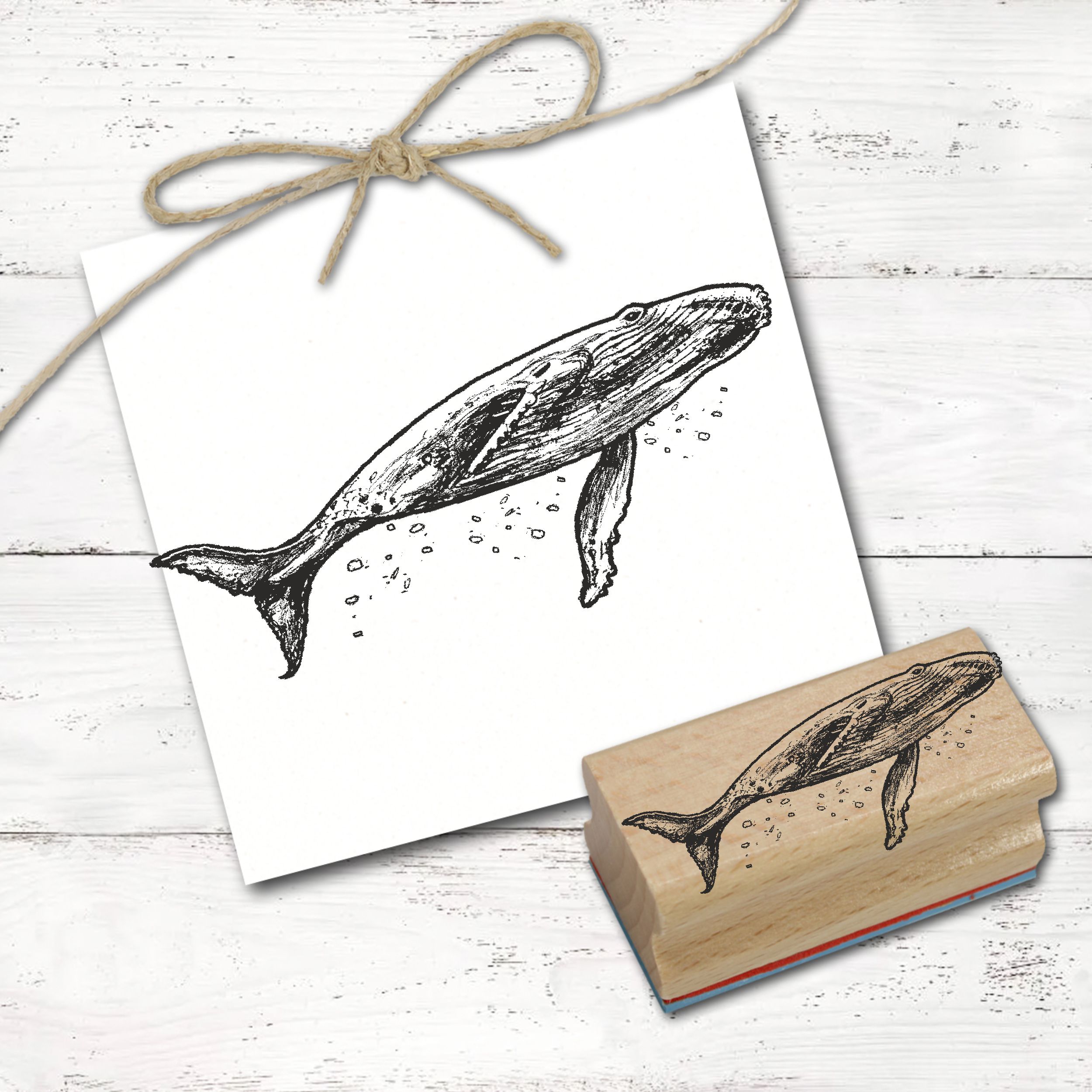 Motivstempel Buckelwal - Stempel Holzstempel 68 x 28 mm