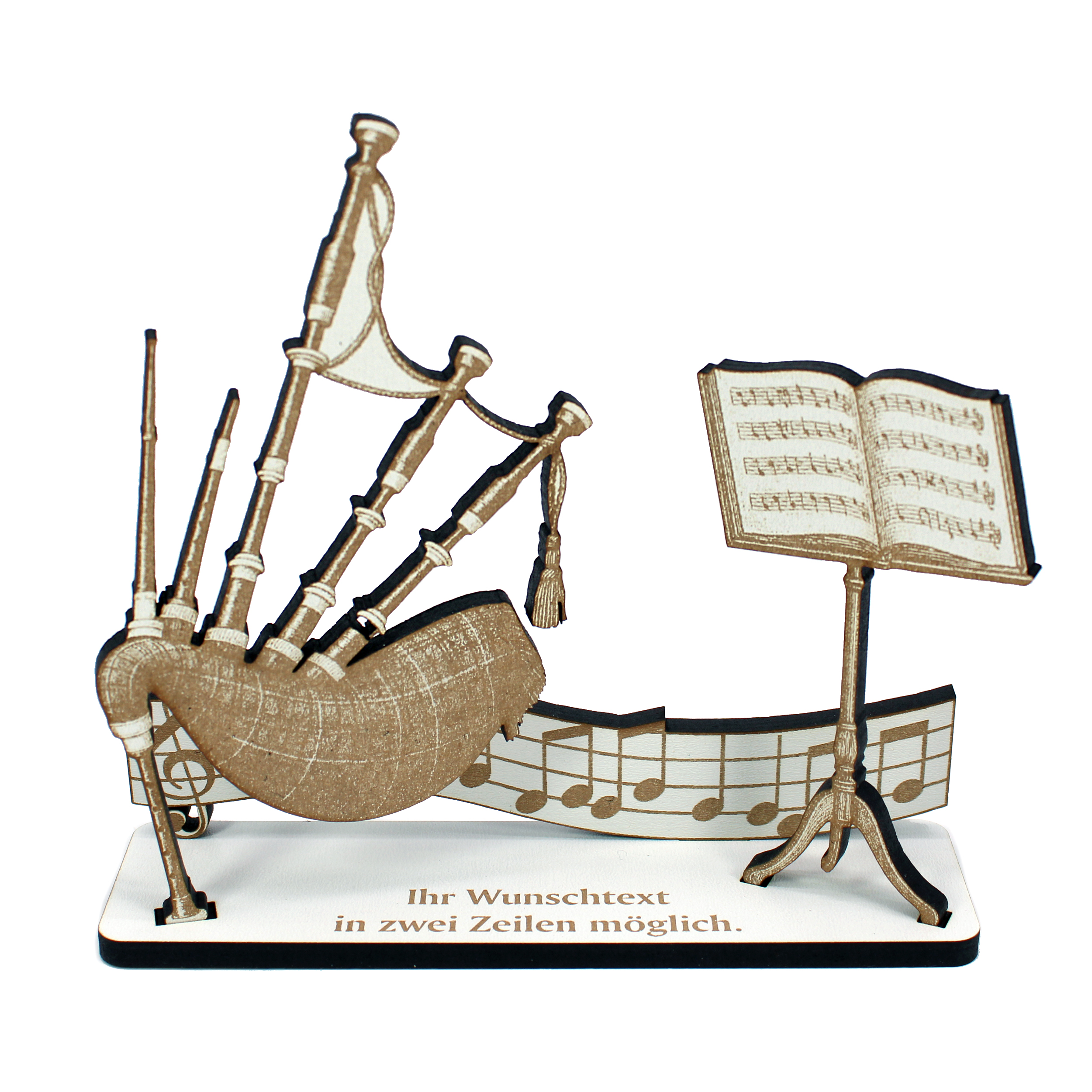 Dekoaufsteller Dudelsack – Geschenk für Musiker mit Wunschtext - Dudelsackspieler & Dudelsackspielerin  –  Geldgeschenk