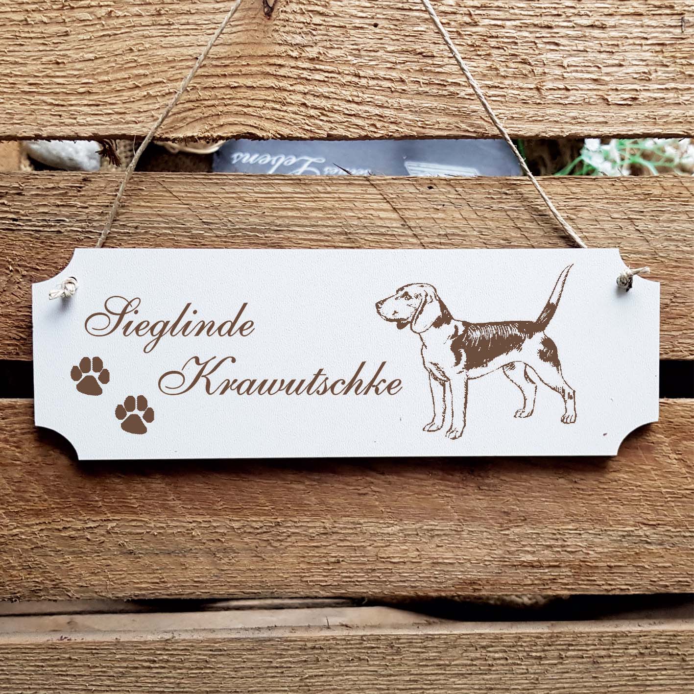 Schild « Beagle » Namensschild Türschild zum Anhängen - 20 x 6,7 cm