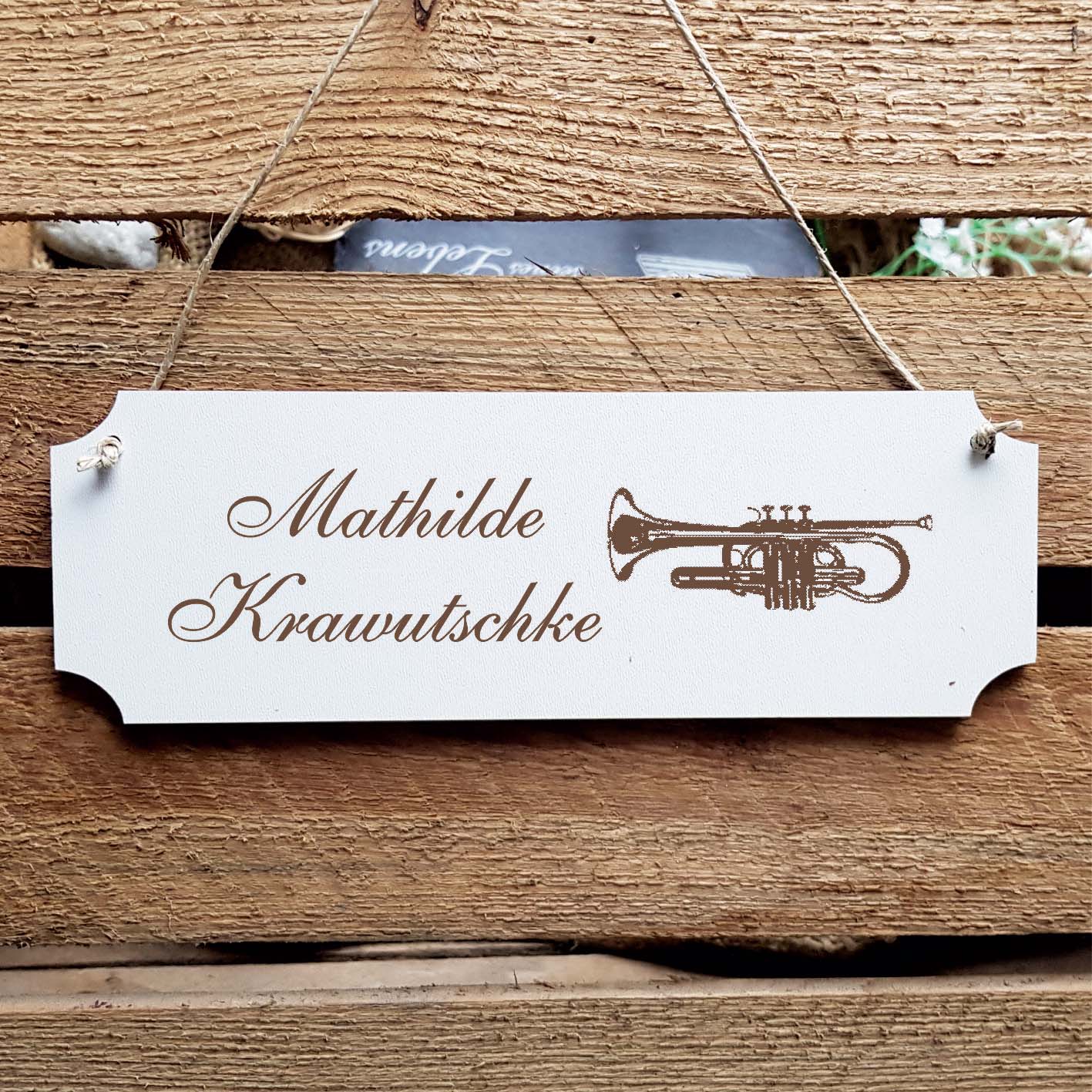 Schild « Kornett » Namensschild Türschild zum Anhängen - 20 x 6,7 cm