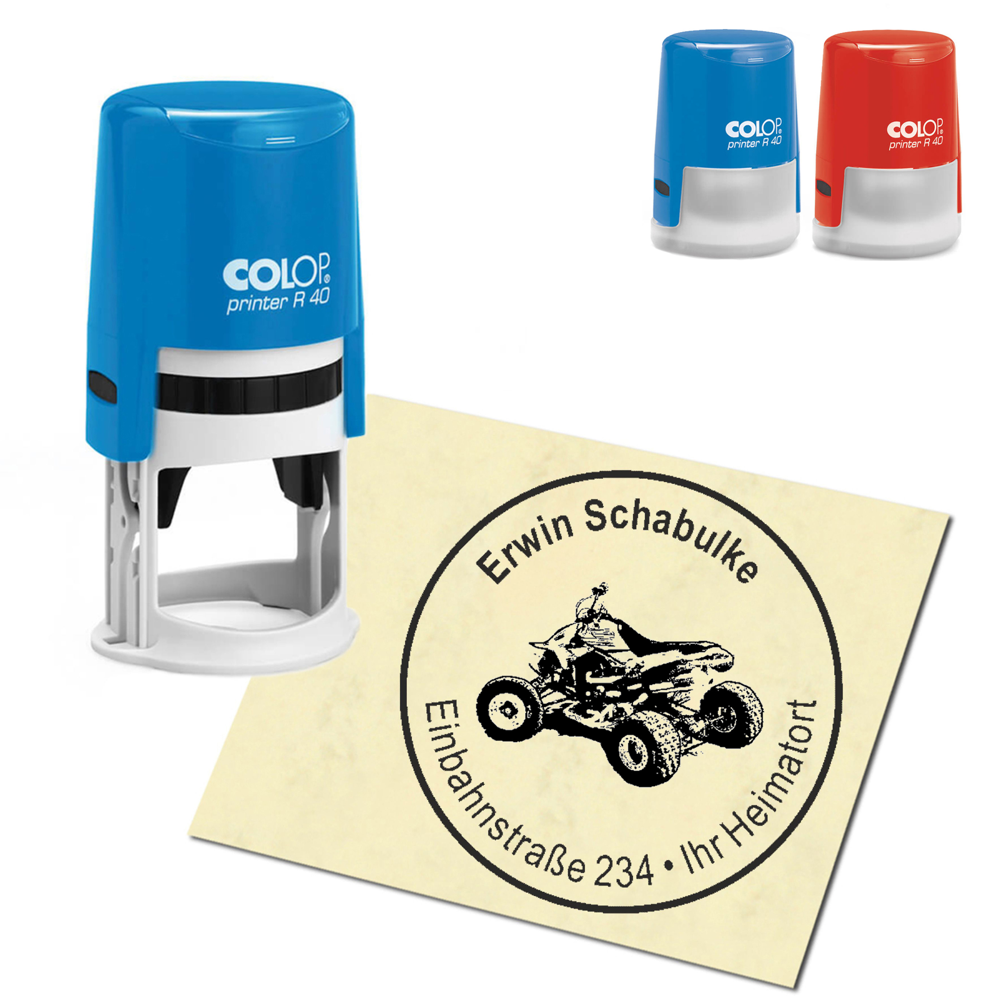 Stempel Adressstempel personalisiert - Quad - rund &empty; 40mm
