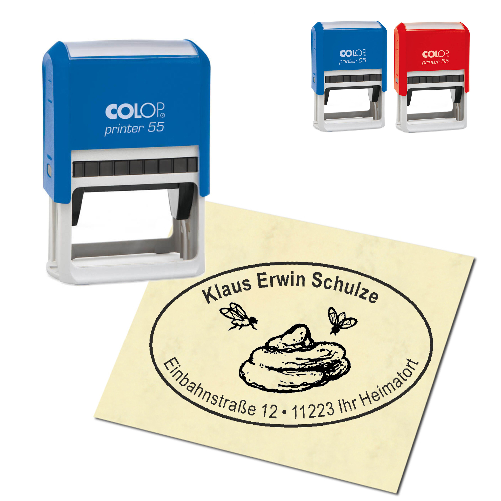 Adressstempel personalisiert Stempel - Scheiße - oval 59 x 39 mm