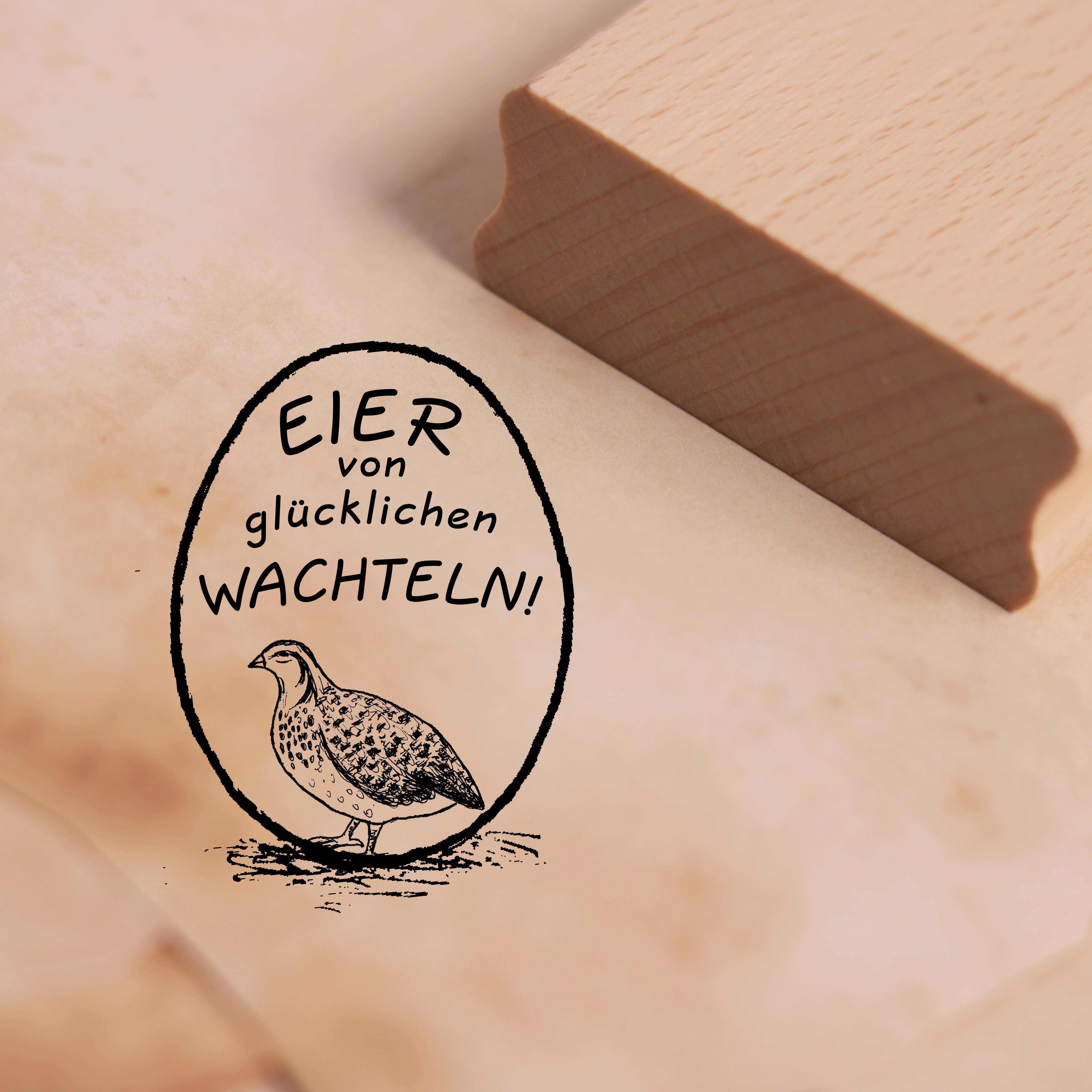 Motivstempel Eier von glücklichen Wachteln Stempel Wachtel 28mm x 38mm