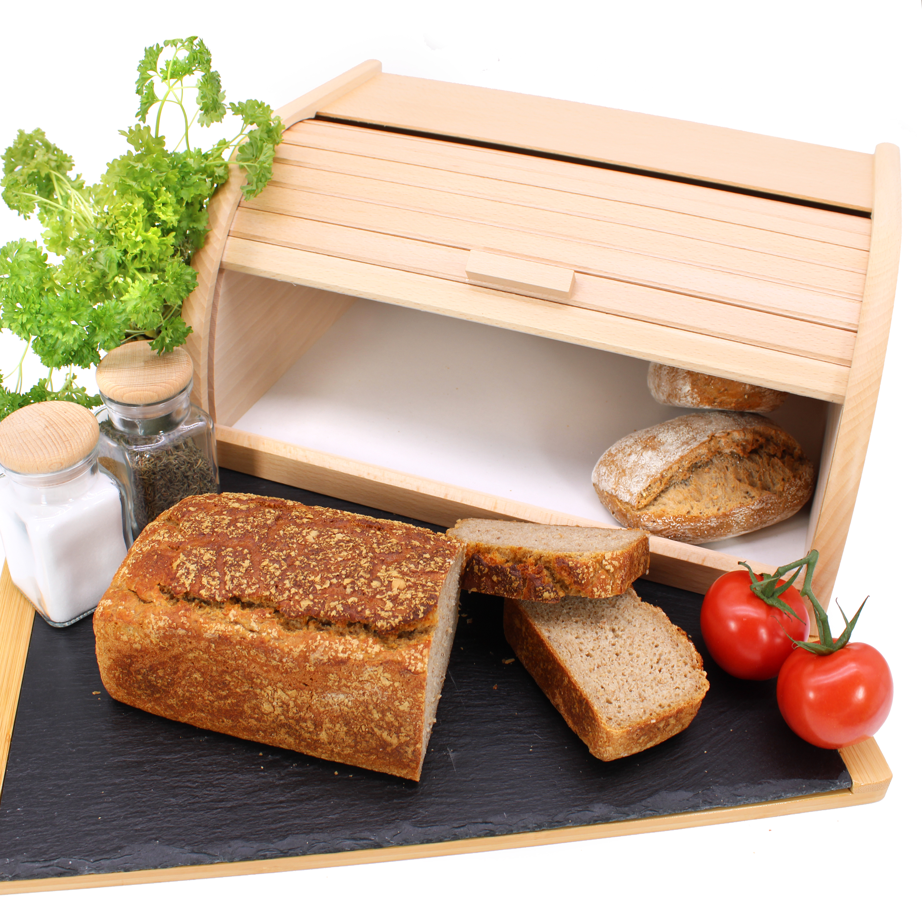 Brotkasten Holz zum Brot aufbewahren Rollbrotkasten Brotaufbewahrung Brotbox