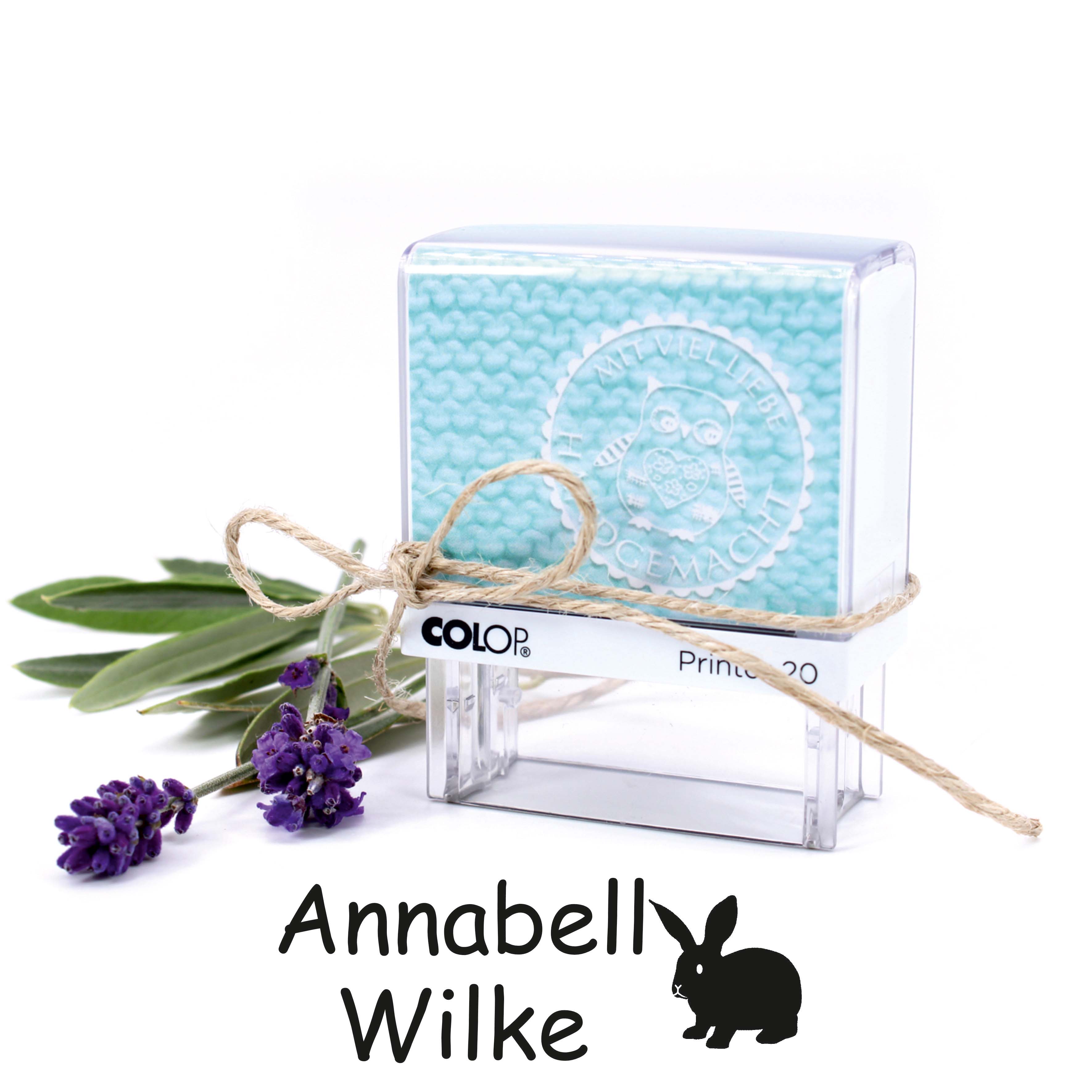 Textilstempel Hase - personalisierter Automatikstempel mit Namen - für Textilien Kleidung 38x14mm