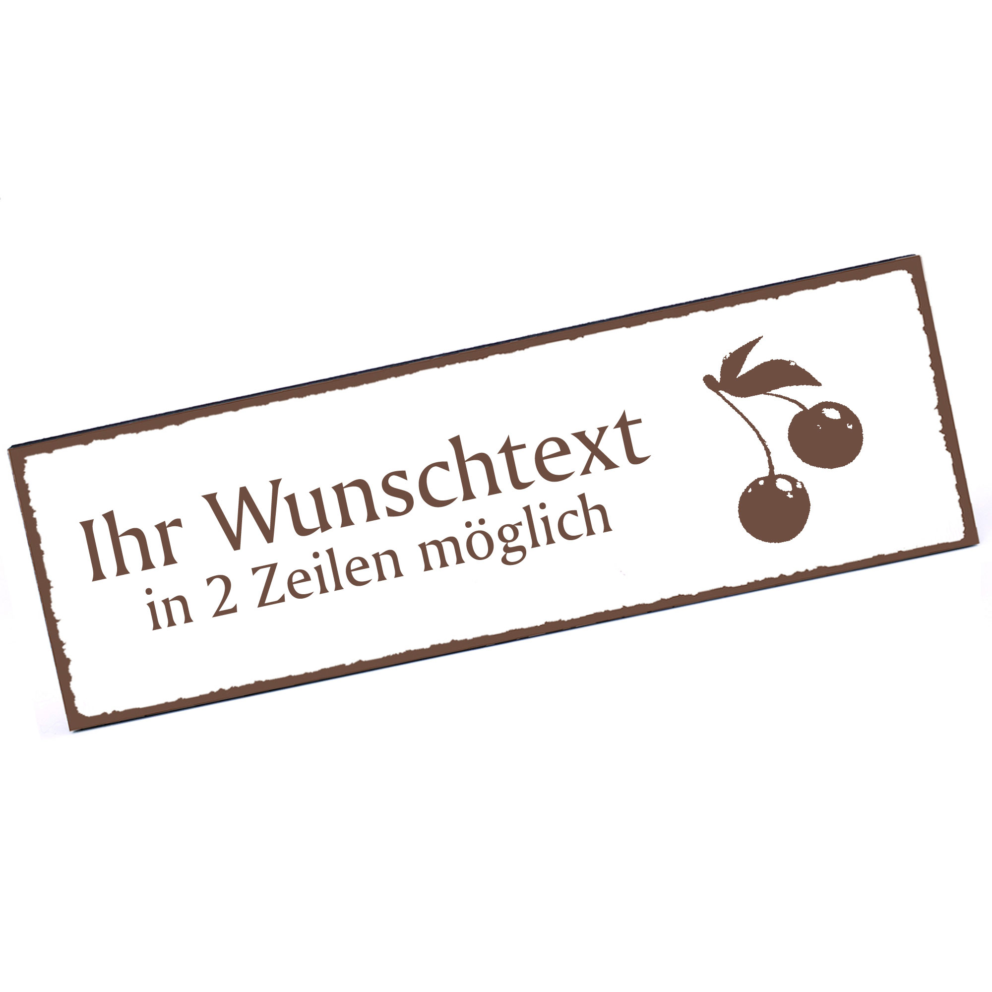 Türschild Kirsche  Namensschild personalisiert mit Gravur - 150mm x 50mm - selbstklebend