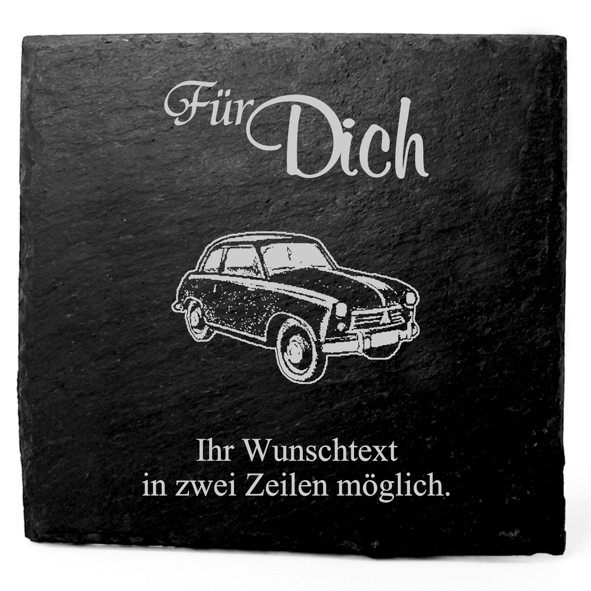 Deko Schiefer Untersetzer personalisiert Oldtimer - Für Dich - 11x11cm