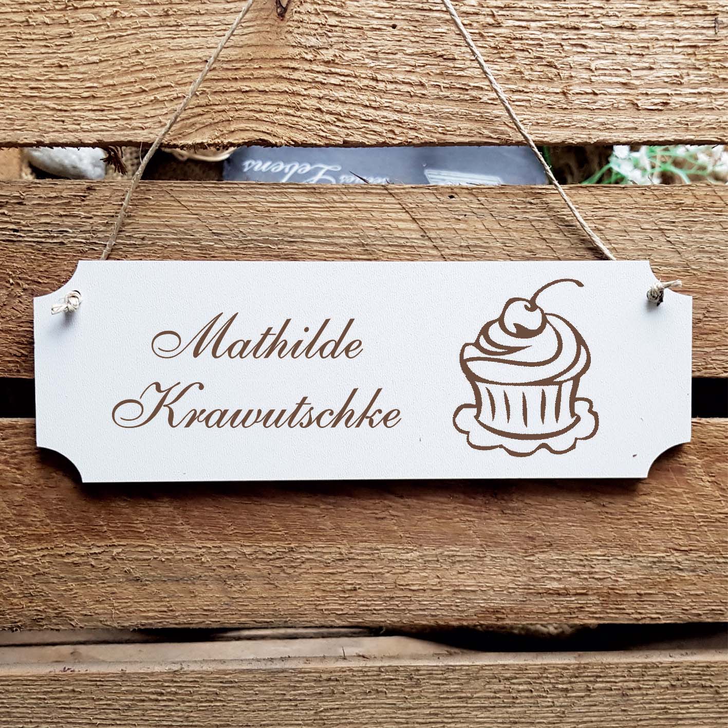 Schild « Muffin » Namensschild Türschild zum Anhängen - 20 x 6,7 cm