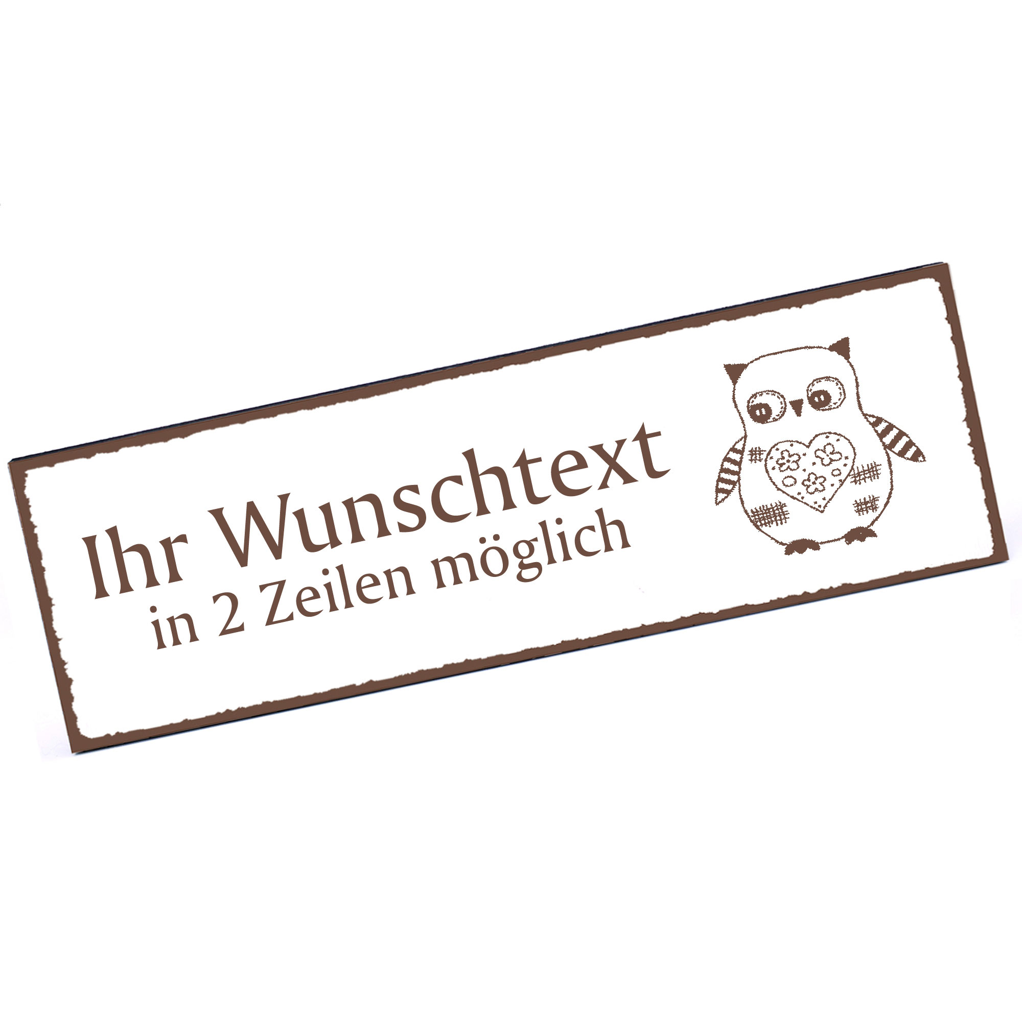 Türschild Eule Vintage  Namensschild personalisiert mit Gravur - 150mm x 50mm - selbstklebend