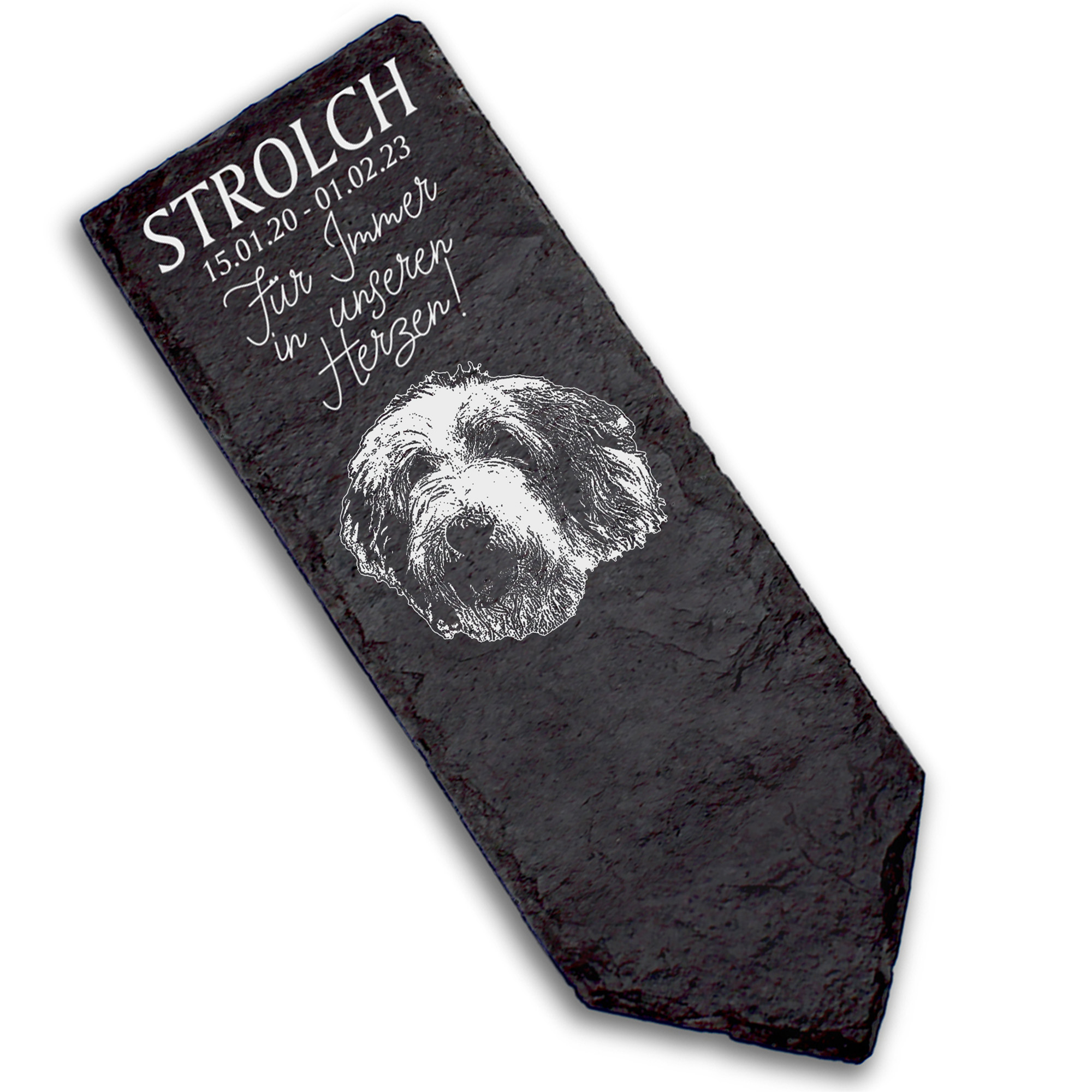 Grabstecker Grabschmuck Grabstein - Bobtail  - Personalisiert Grab Deko 8 x 22 cm Grabdekoration