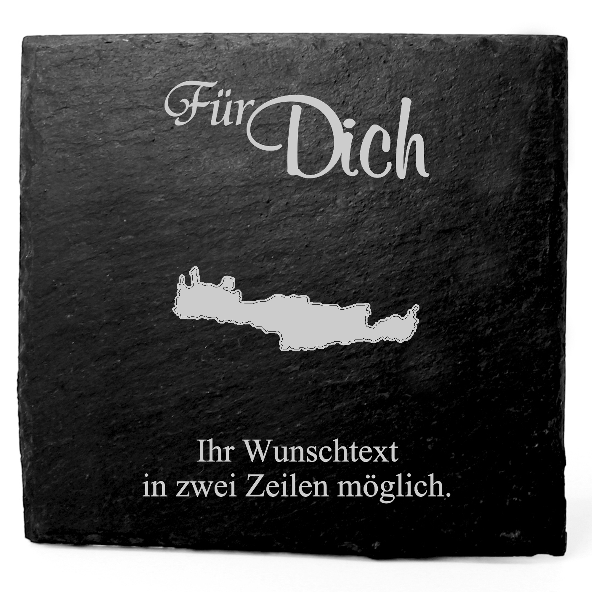 Deko Schiefer Untersetzer personalisiert Insel Kreta - Für Dich - 11x11cm
