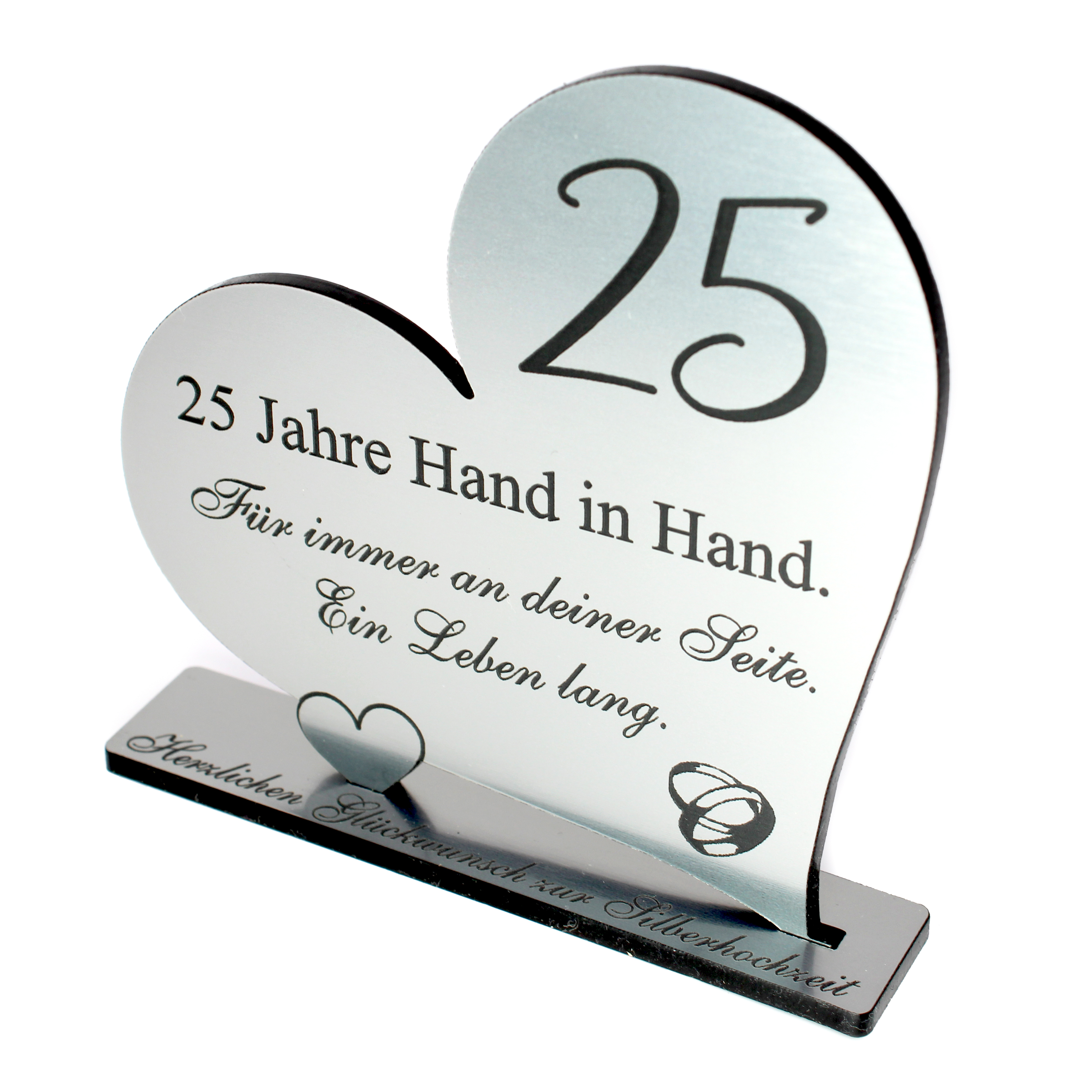 Silberne Hochzeit Geschenk 25 Jahre Silberhochzeit Herz Aufsteller 10 cm