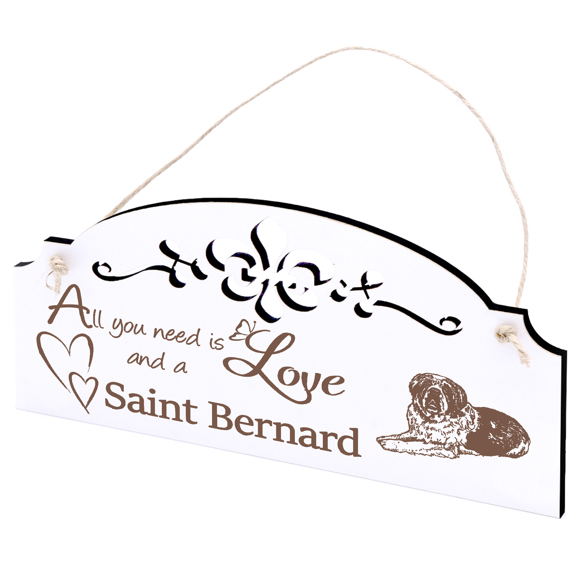 Schild Bernhardiner Deko 20x10cm - All you need is Love and a Saint Bernard - Holz
