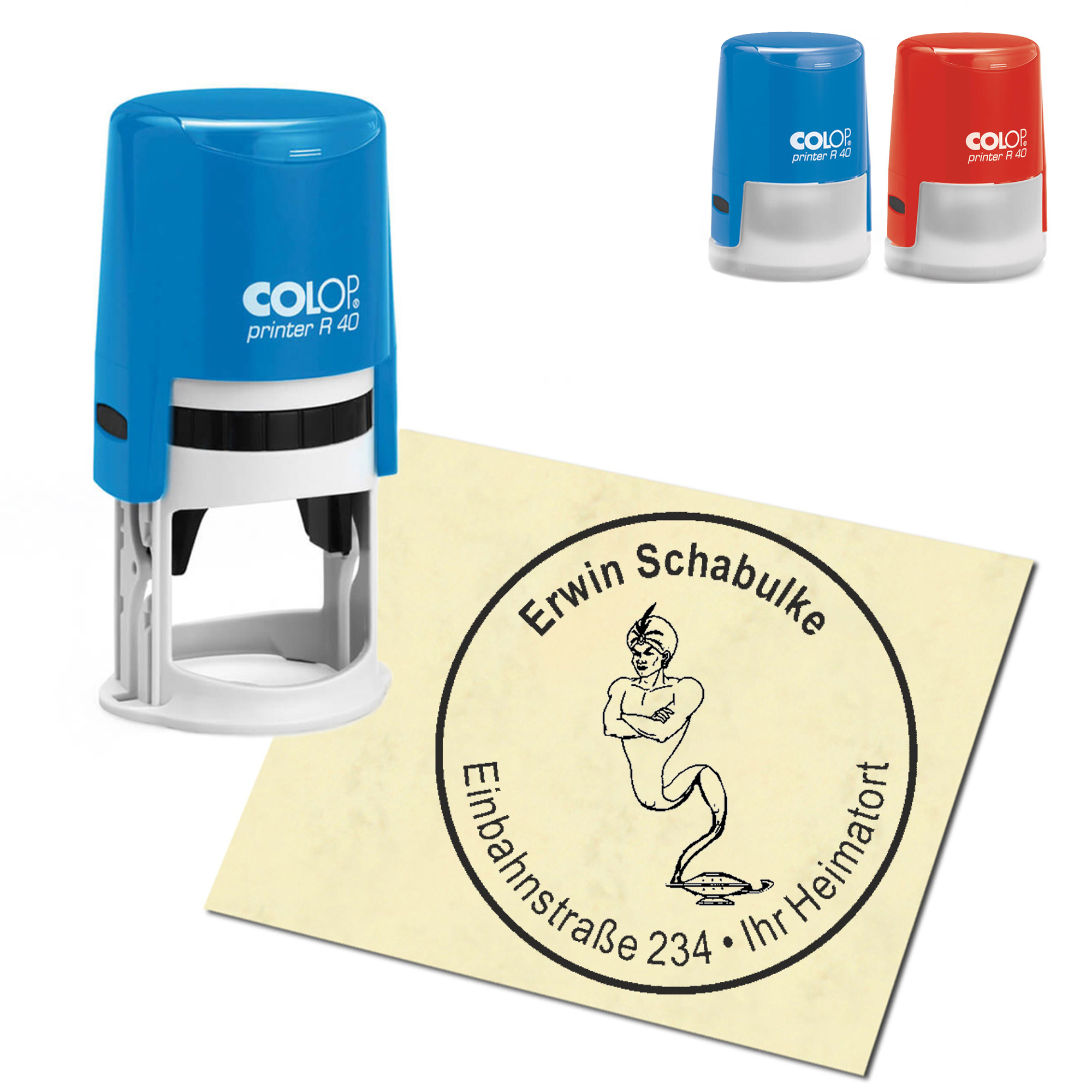 Stempel Adressstempel personalisiert - Dschinn - rund &empty; 40mm