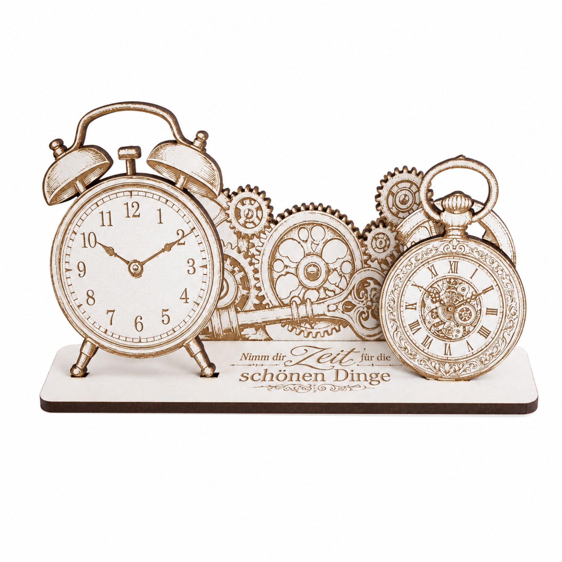 Geldgeschenk Uhr Geschenkidee Zeit mit Wecker & Taschenuhr 14x8cm