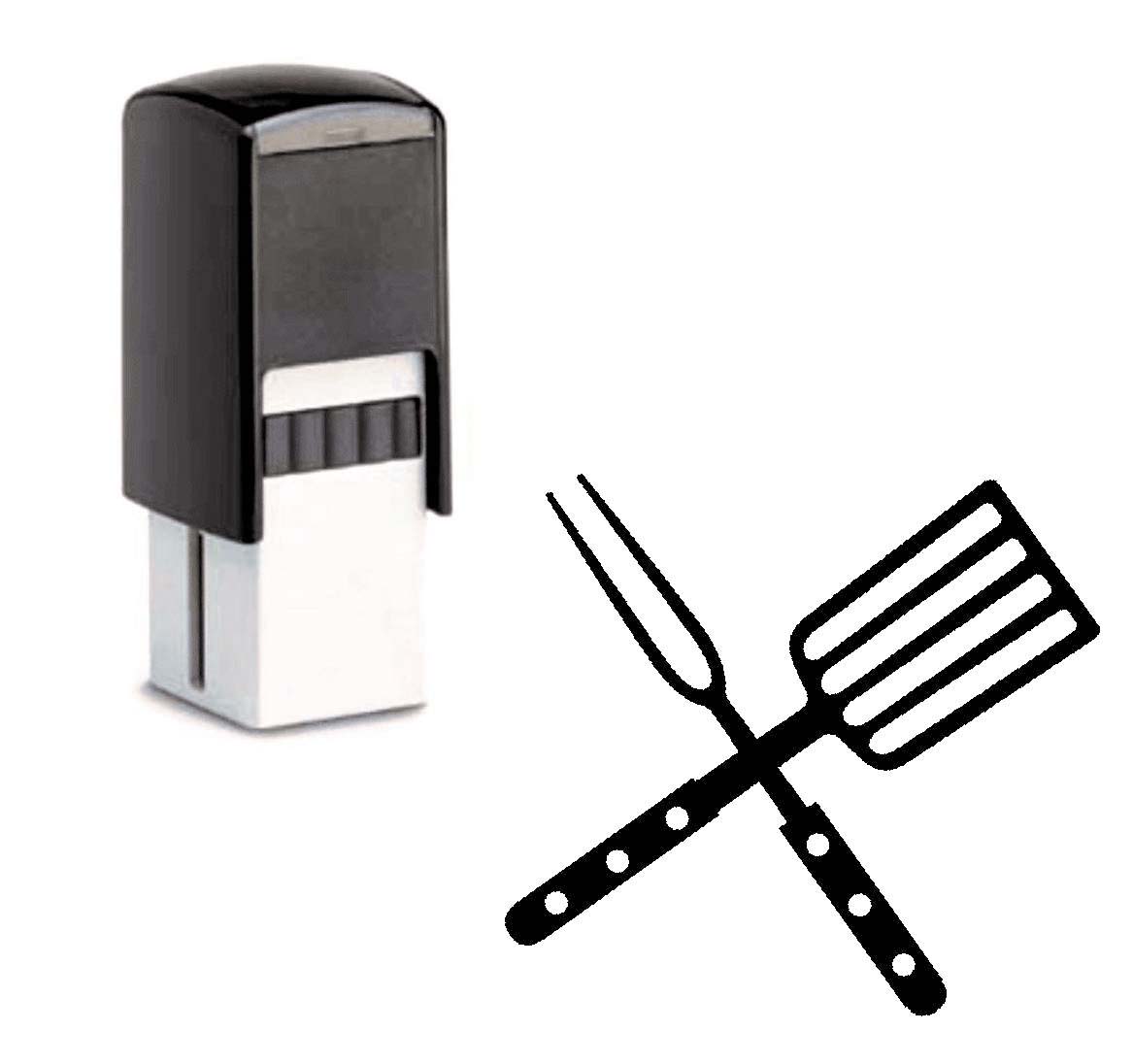 Bonuskartenstempel Stempel mit Motiv BBQ Grillbesteck für Treuekarten Kundenkarten 10 x 10 mm