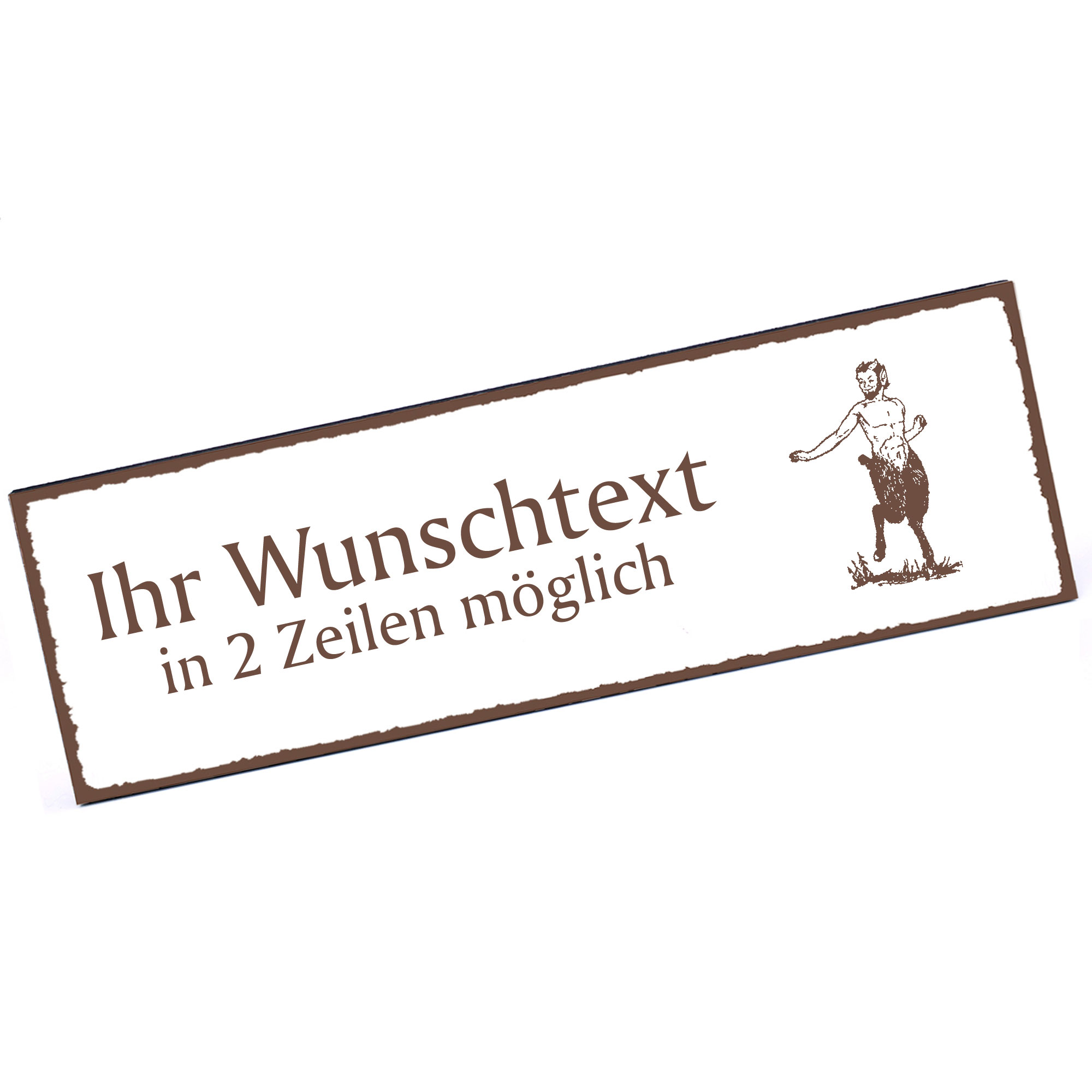 Türschild Faun  Namensschild personalisiert mit Gravur - 150mm x 50mm - selbstklebend
