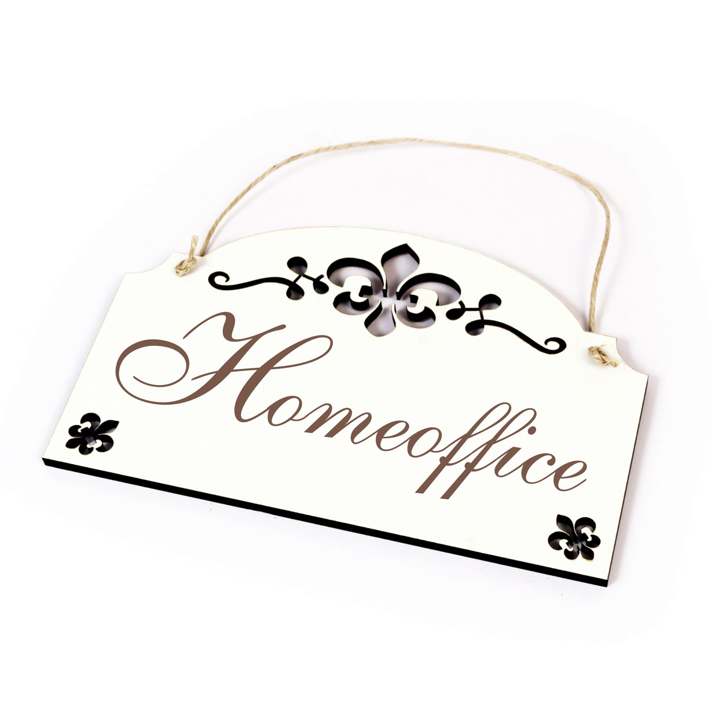 Schild « Home Office » 20 x 13 - zum Anhängen mit Ornamenten