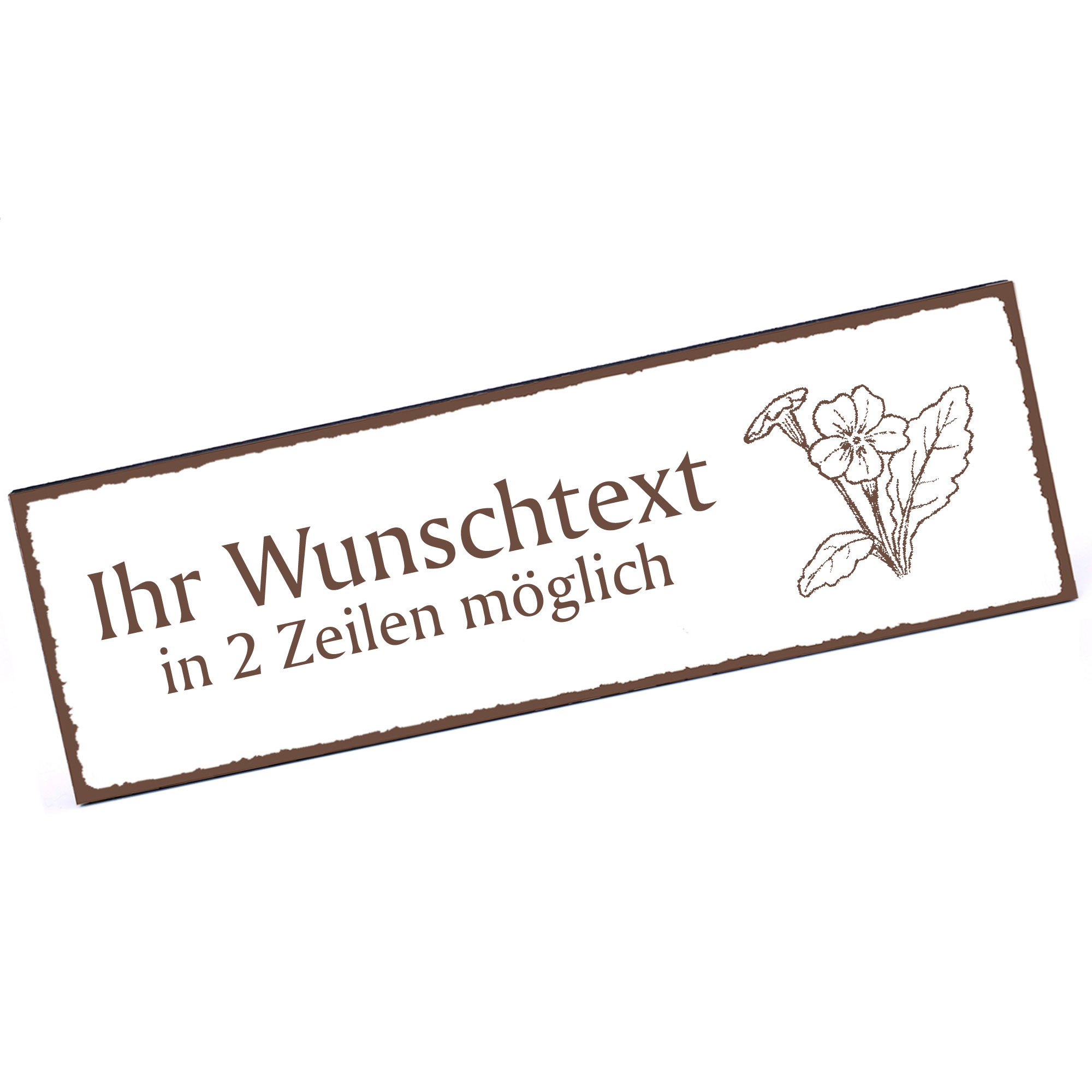 Türschild Schlüsselblume Primel  Namensschild personalisiert mit Gravur - 150mm x 50mm - selbstklebe