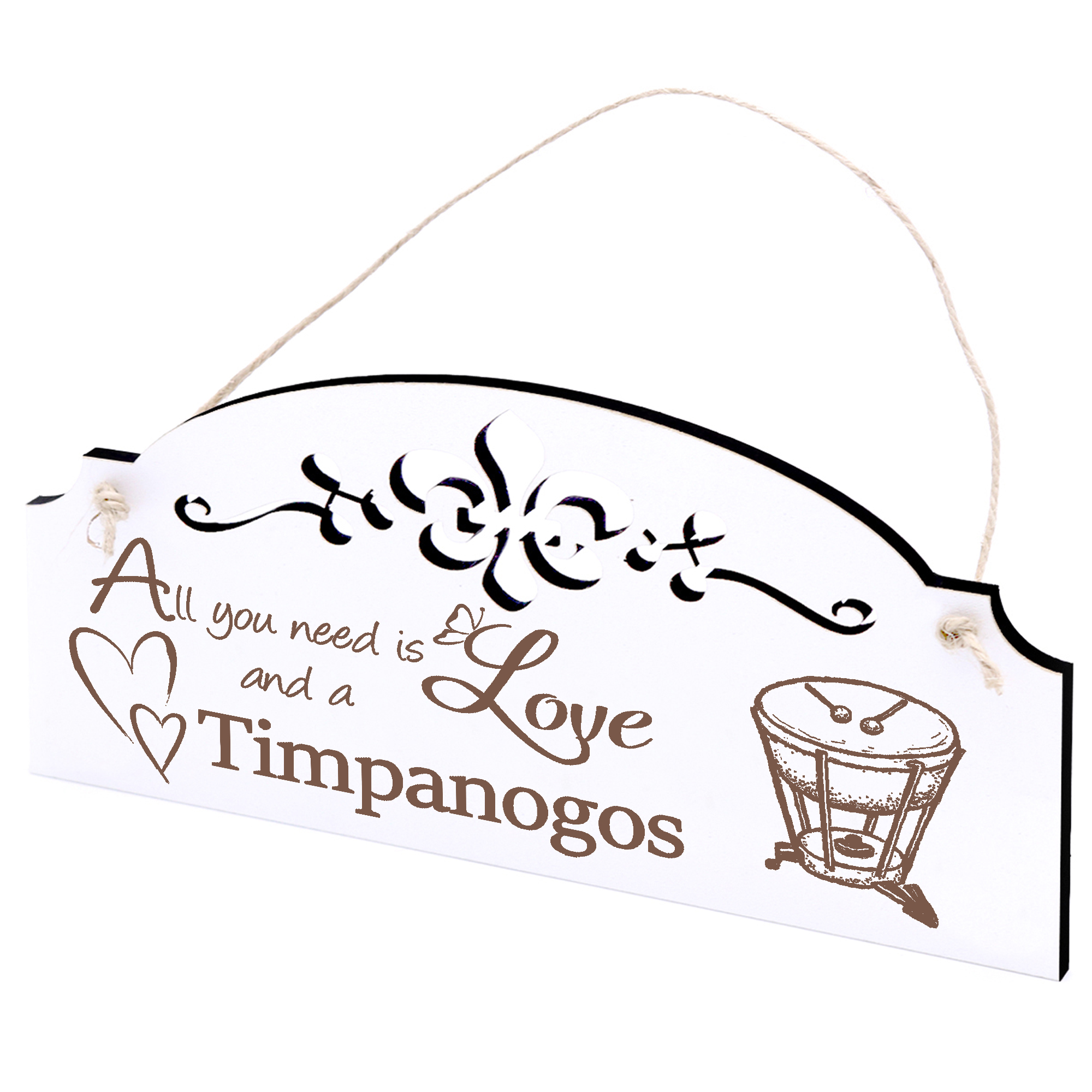 Schild Pauke Deko 20x10cm - All you need is Love and a Timpanogos - Holz
