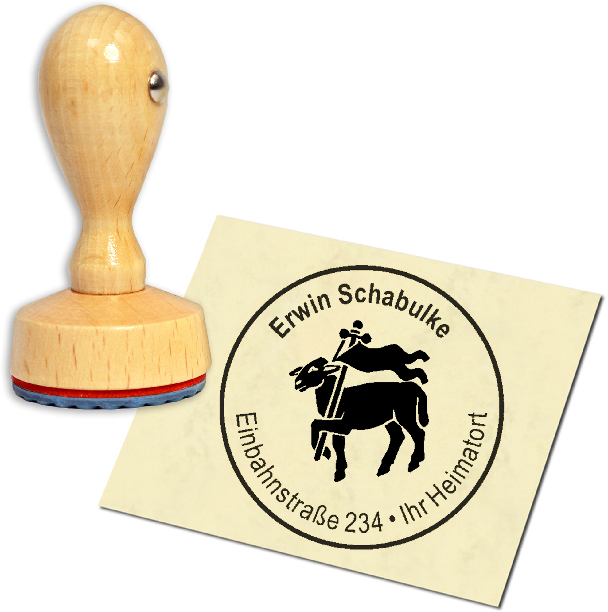 Stempel Adressstempel Holzstempel - Fleischer - rund 40mm